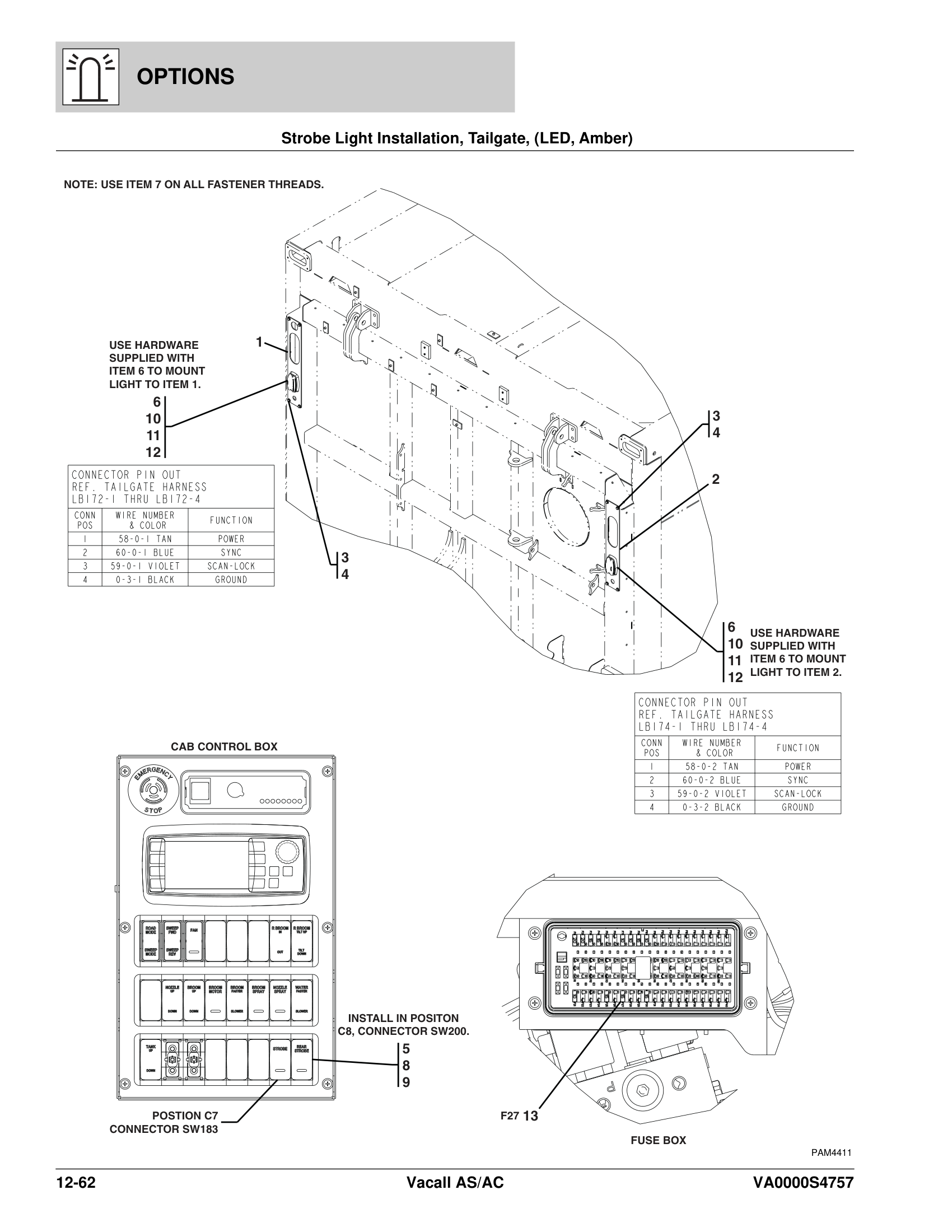Strobe Light Installation, Tailgate, (LED, Amber)