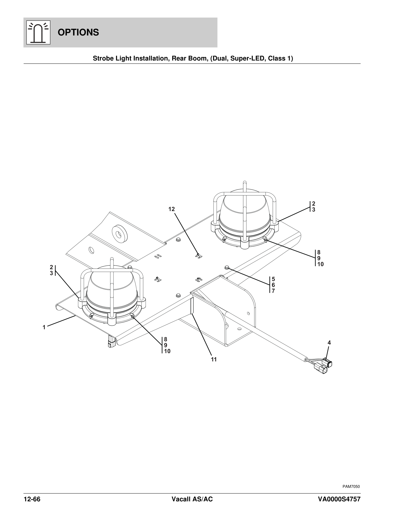 Strobe Light Installation, Rear Boom, (Dual, Super-LED, Class 1)