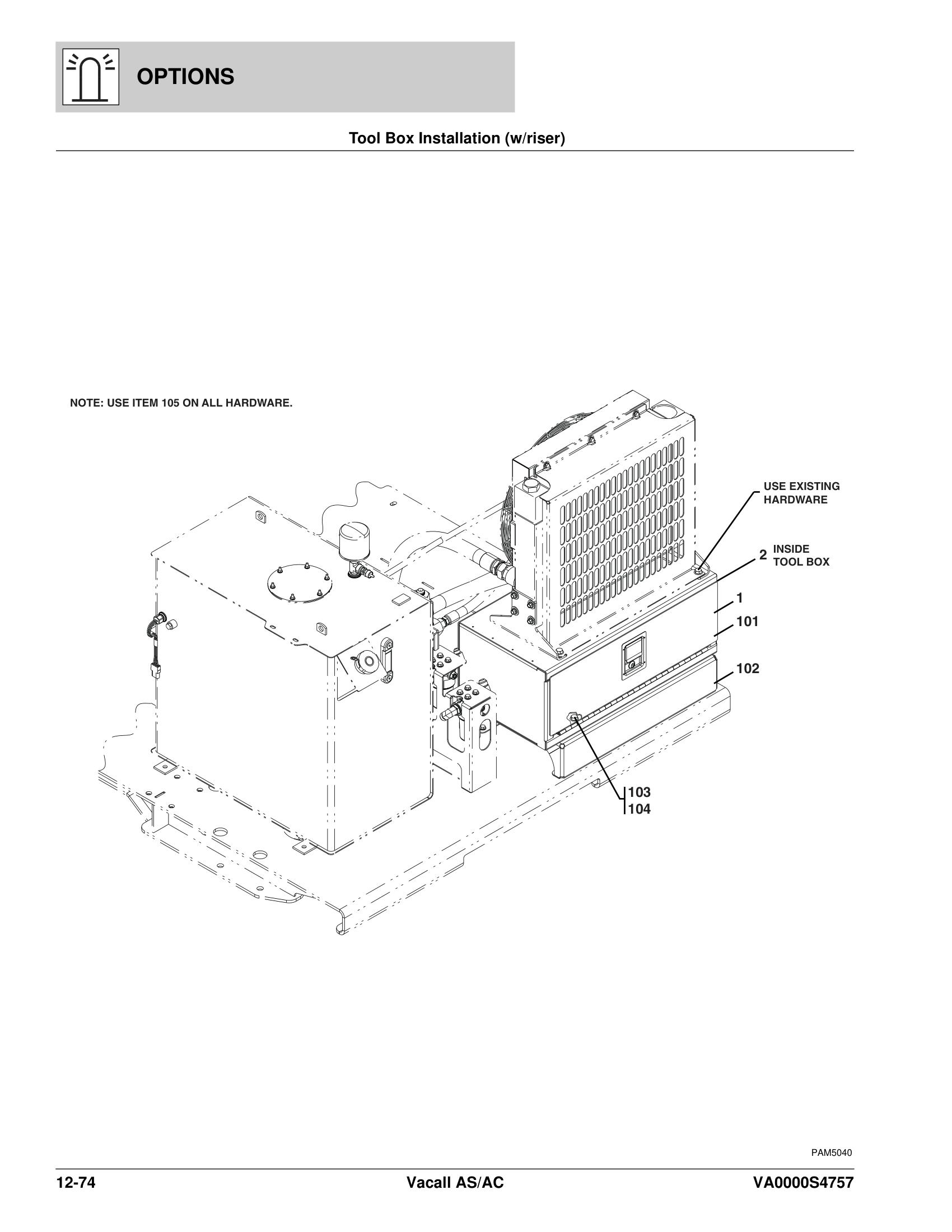 Tool Box Installation (w/riser)
