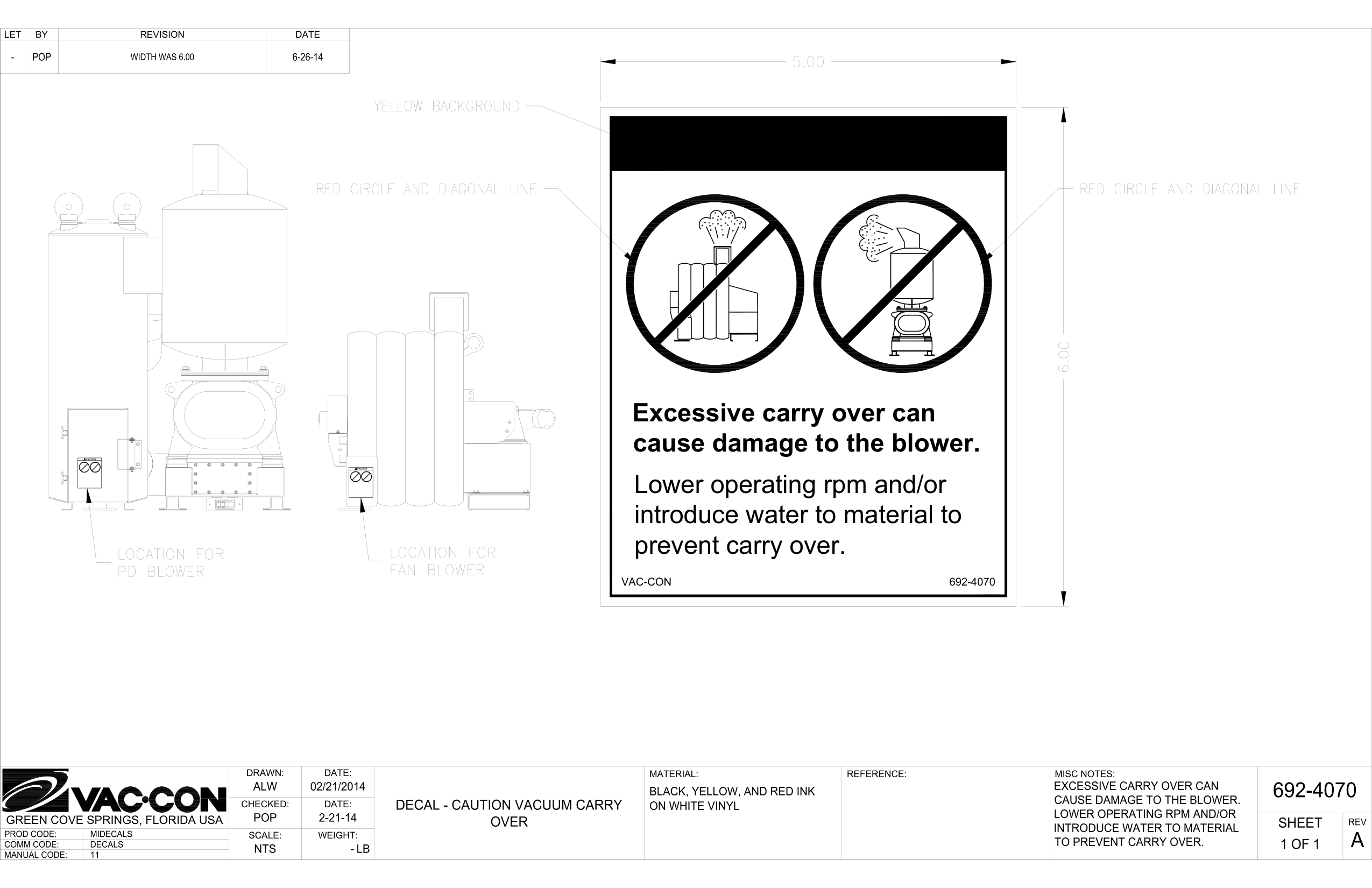 Decal - Caution Vacuum Carry