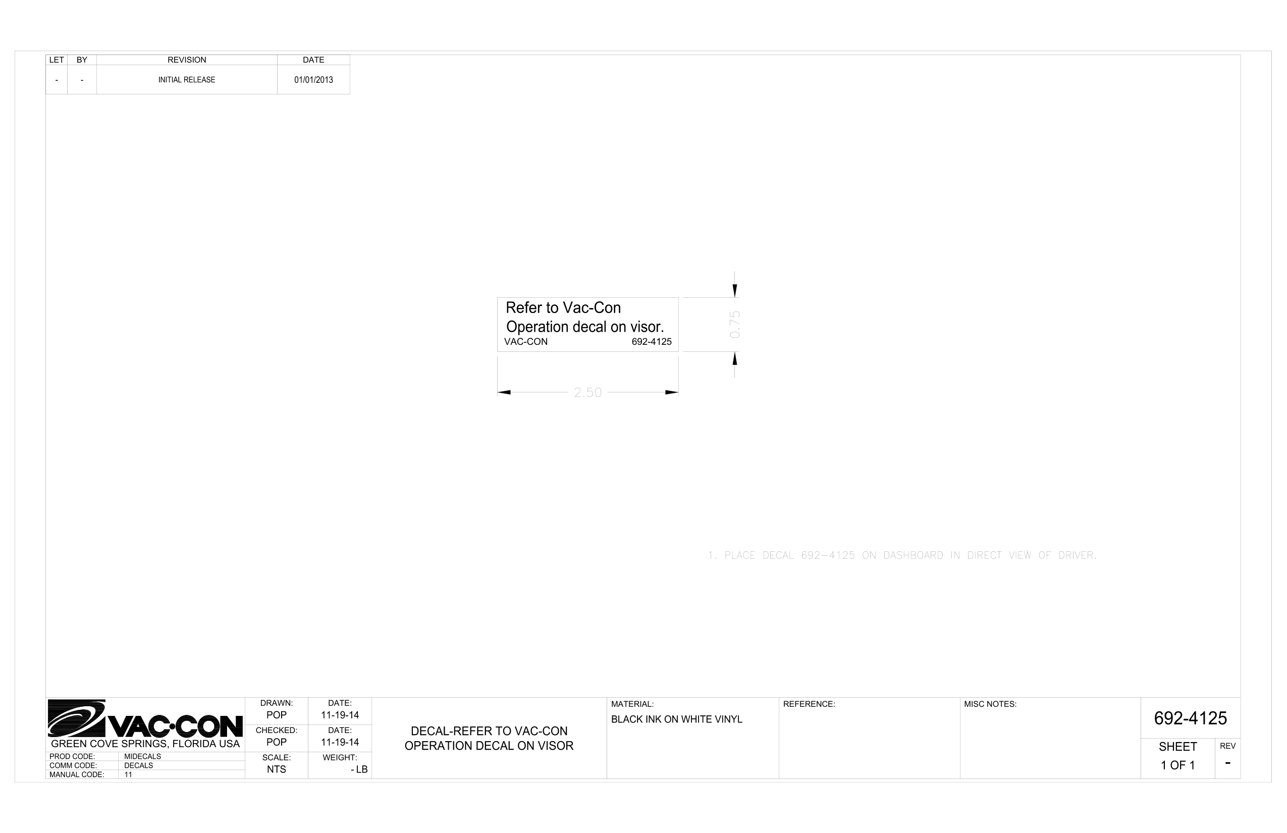 Assembly - Operation decal on visor.