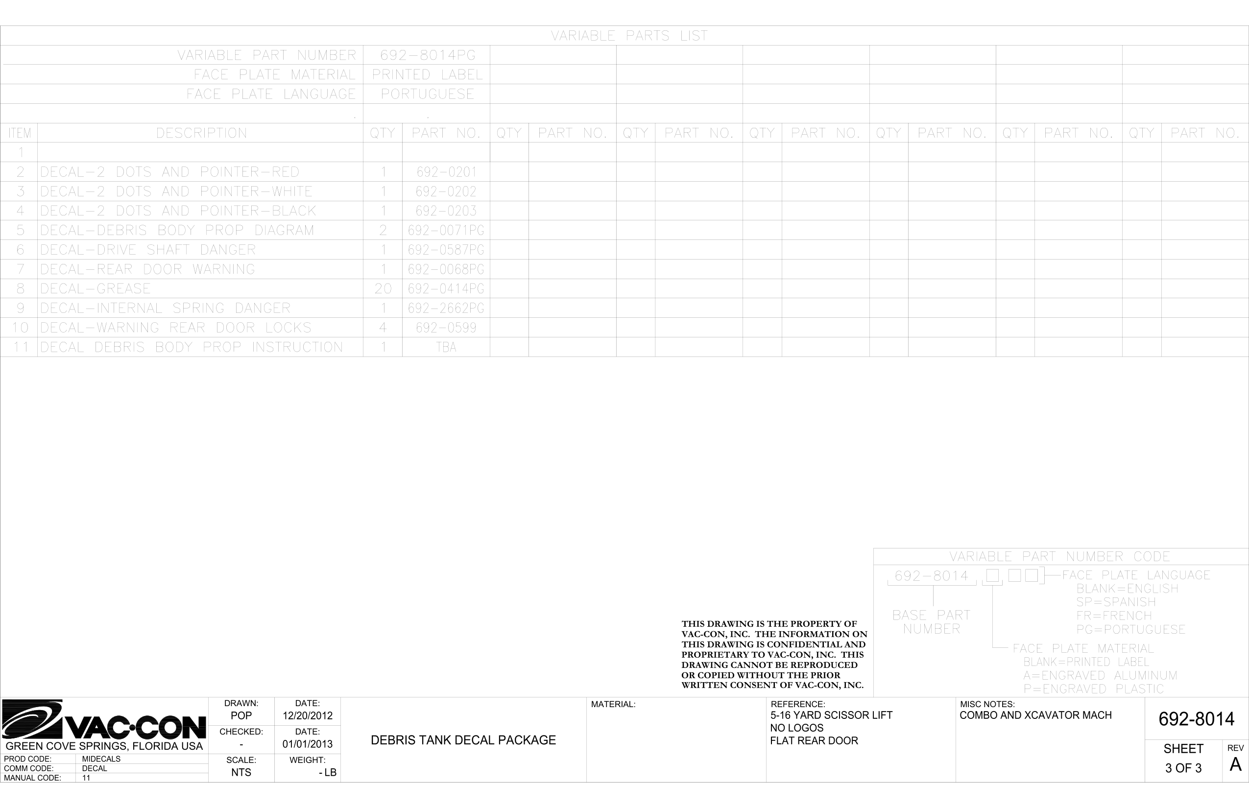 Debris Tank Decal Package