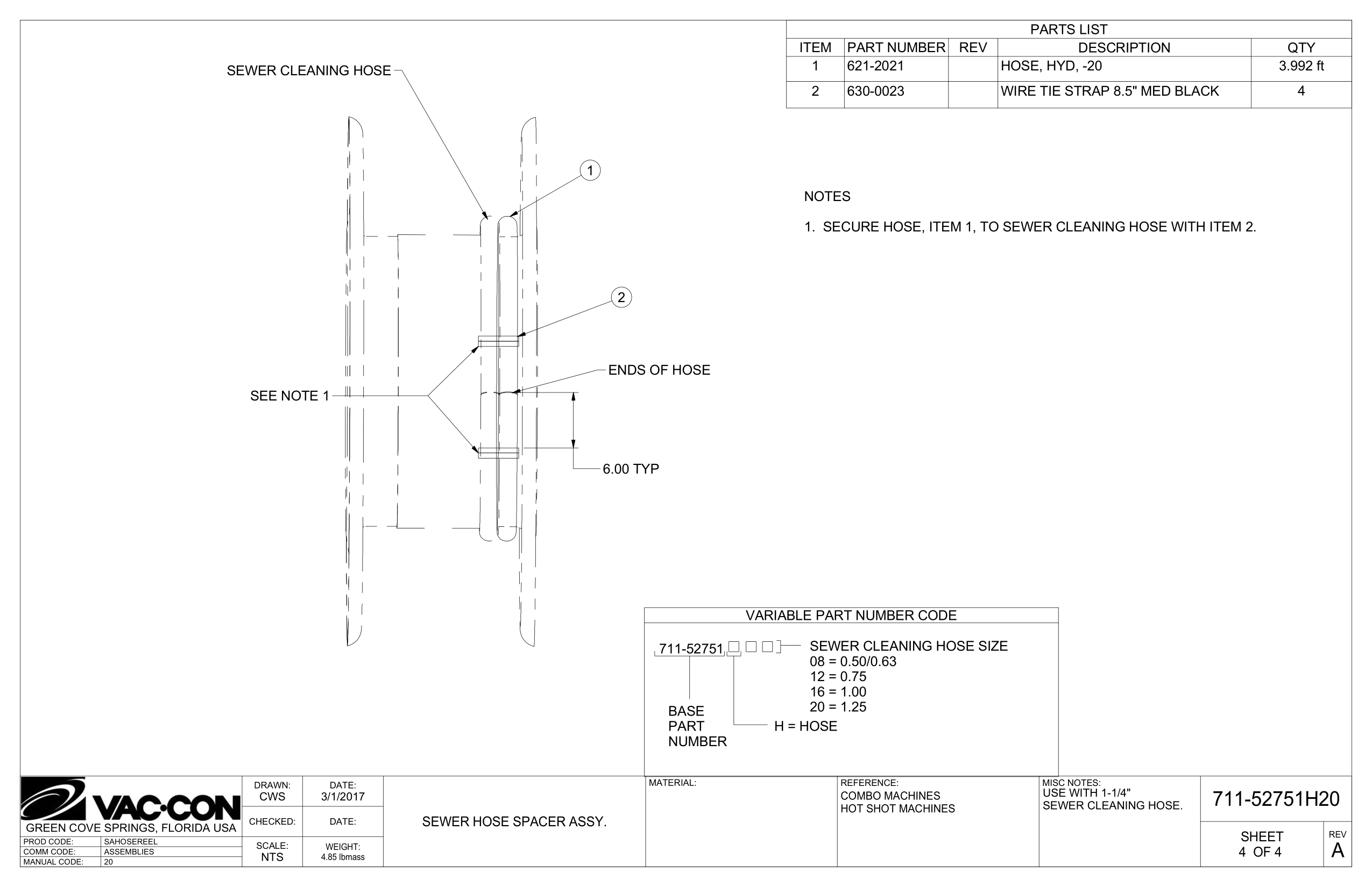 1.  Secure Hose, Item 1, To Sewer Cleaning Hose With Item 2.