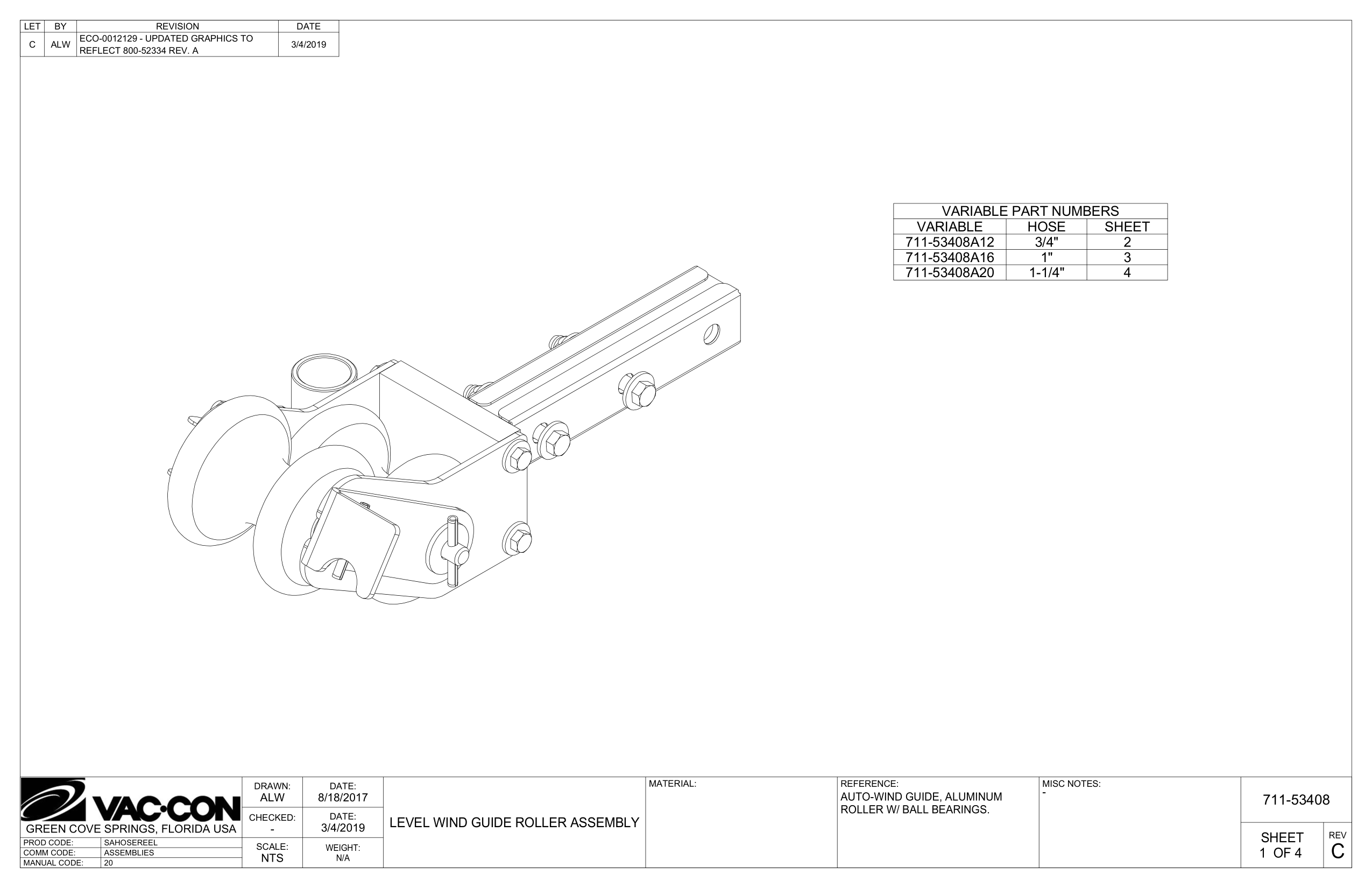 Level Wind Guide Roller Assembly