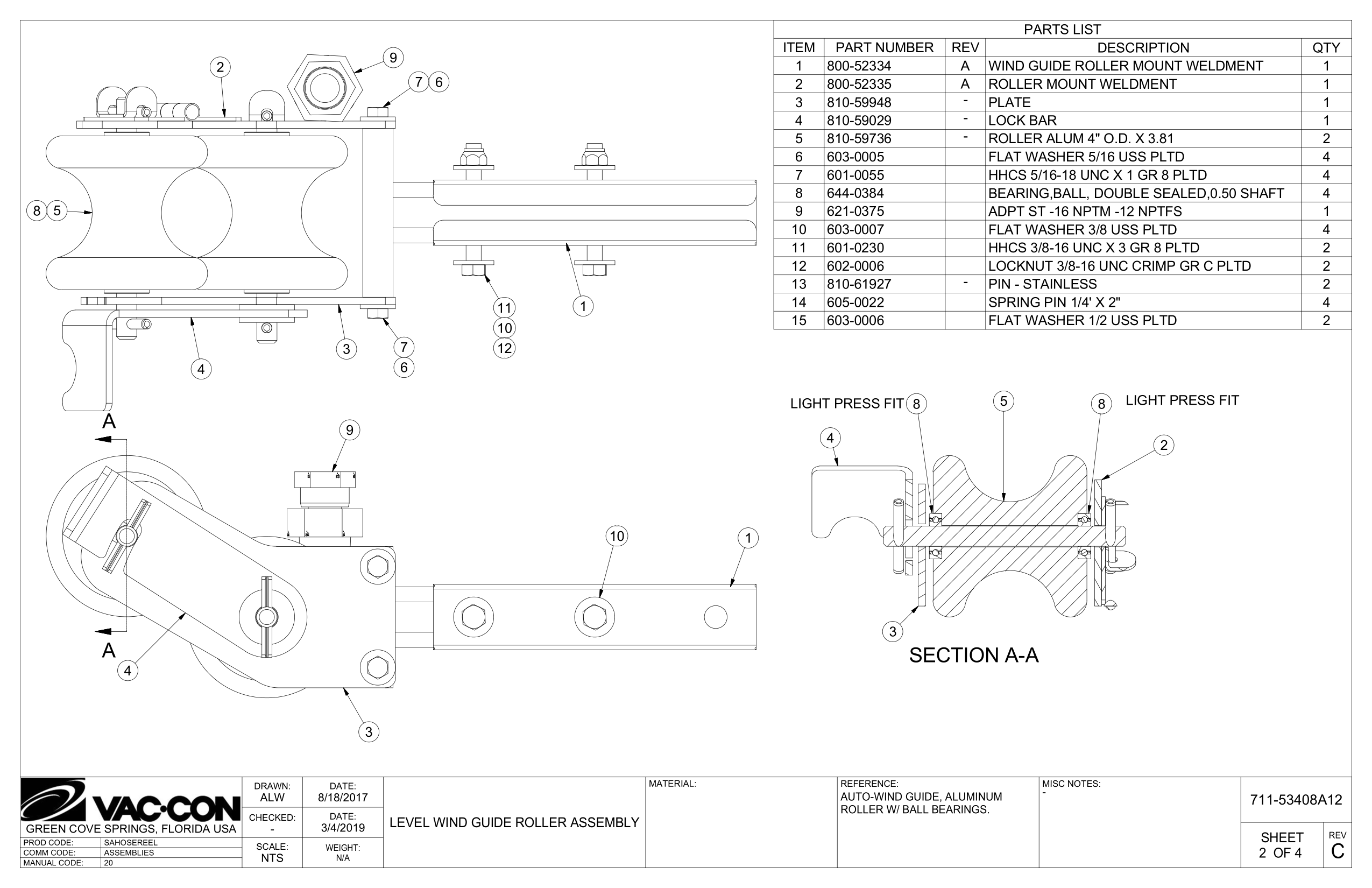 Wind Guide Roller Mount Weldment