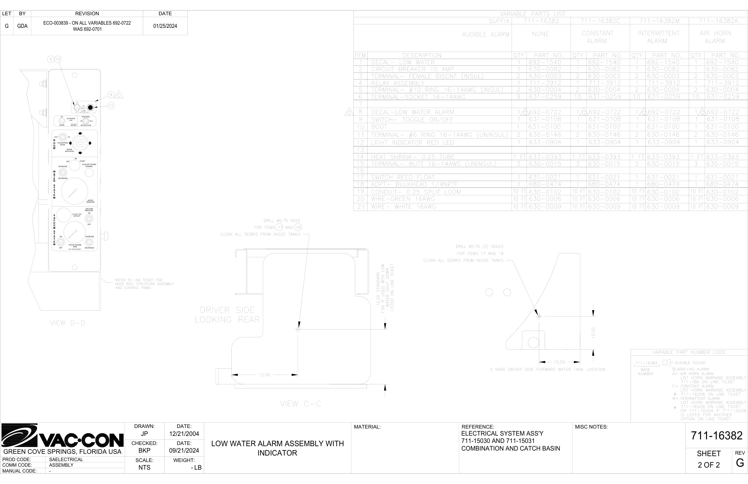 Low Water Alarm Assembly With