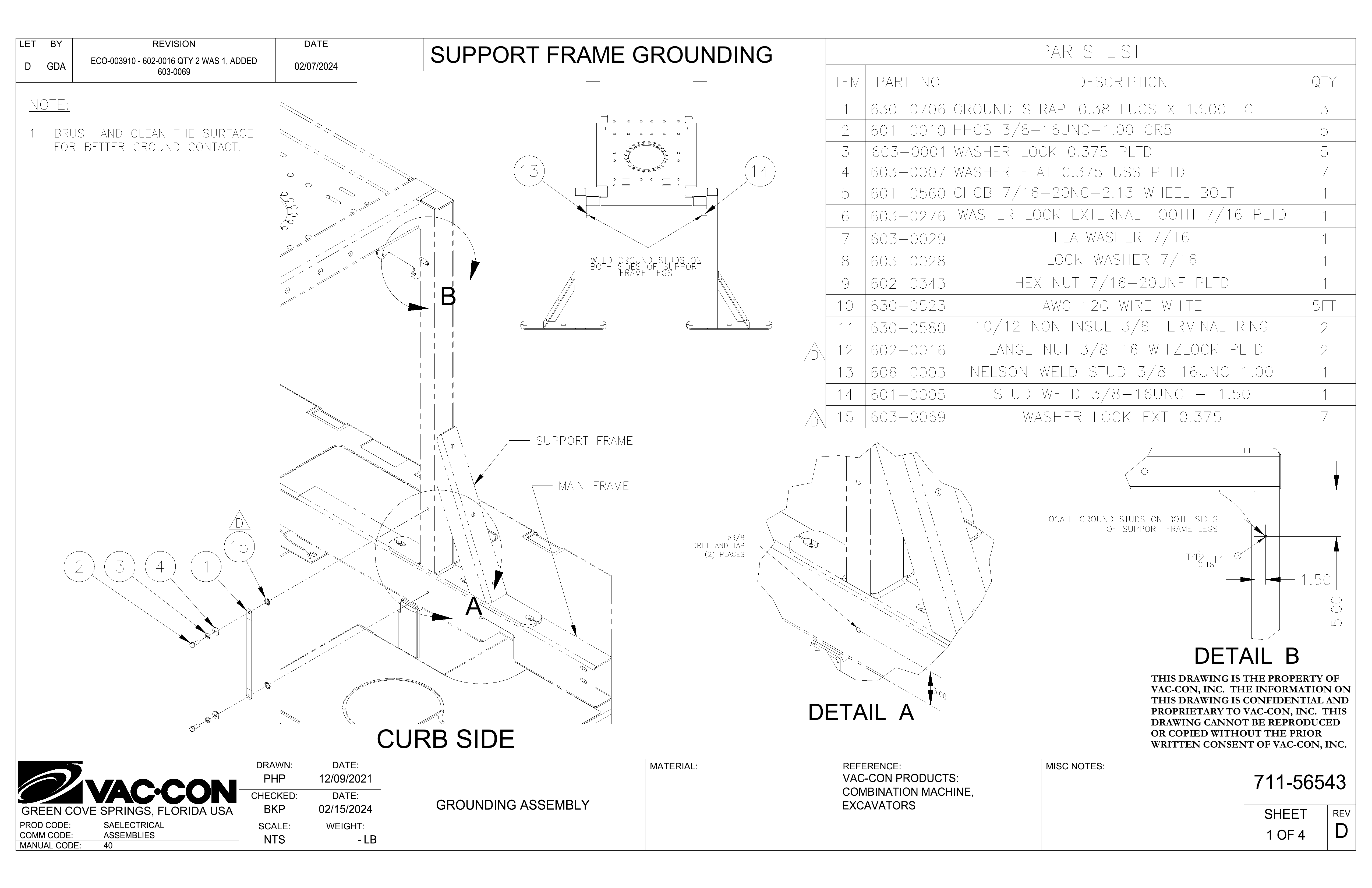 SUPPORT FRAME GROUNDING
