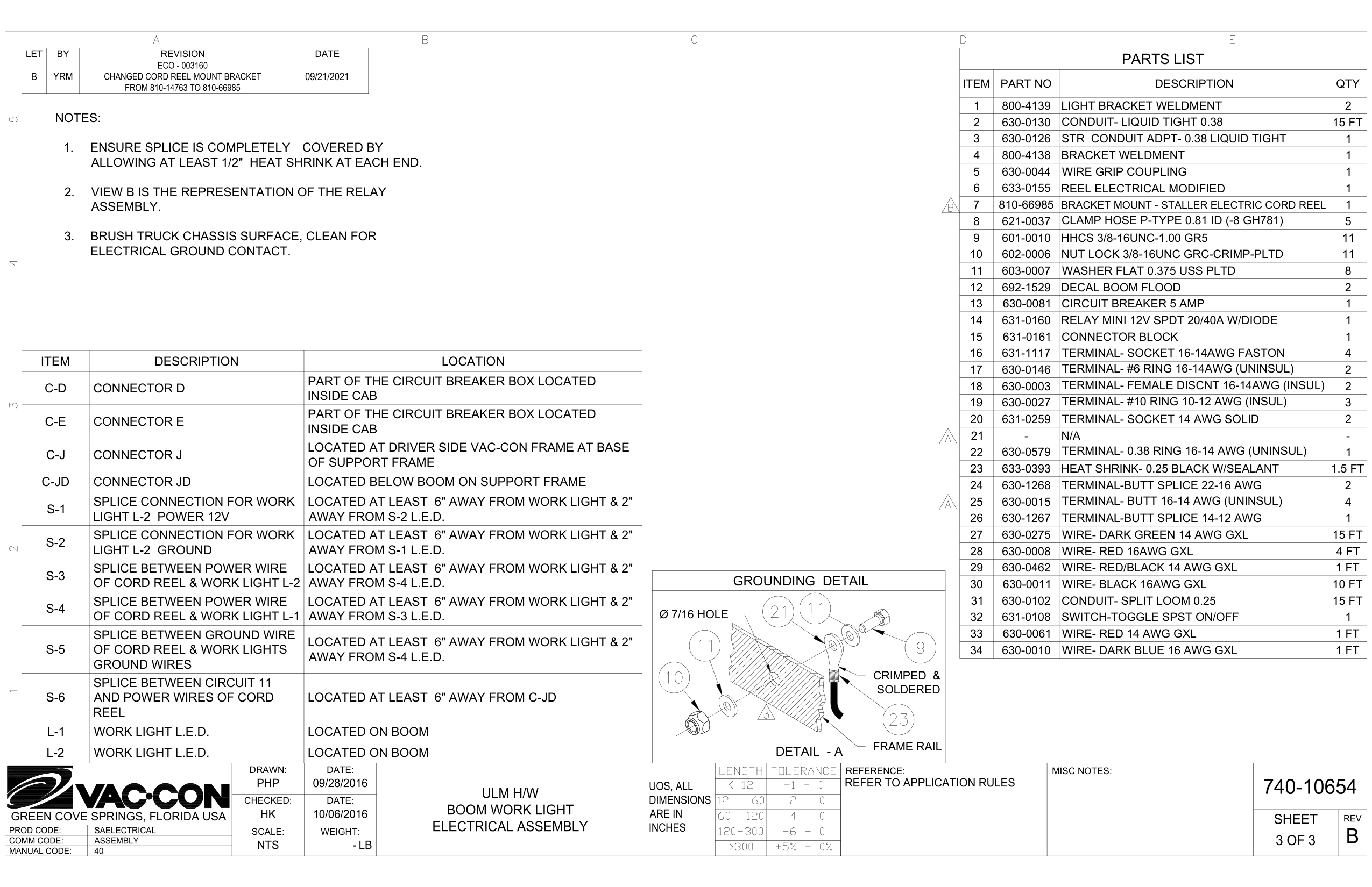 Located At Least  6" Away From Work Light & 2"