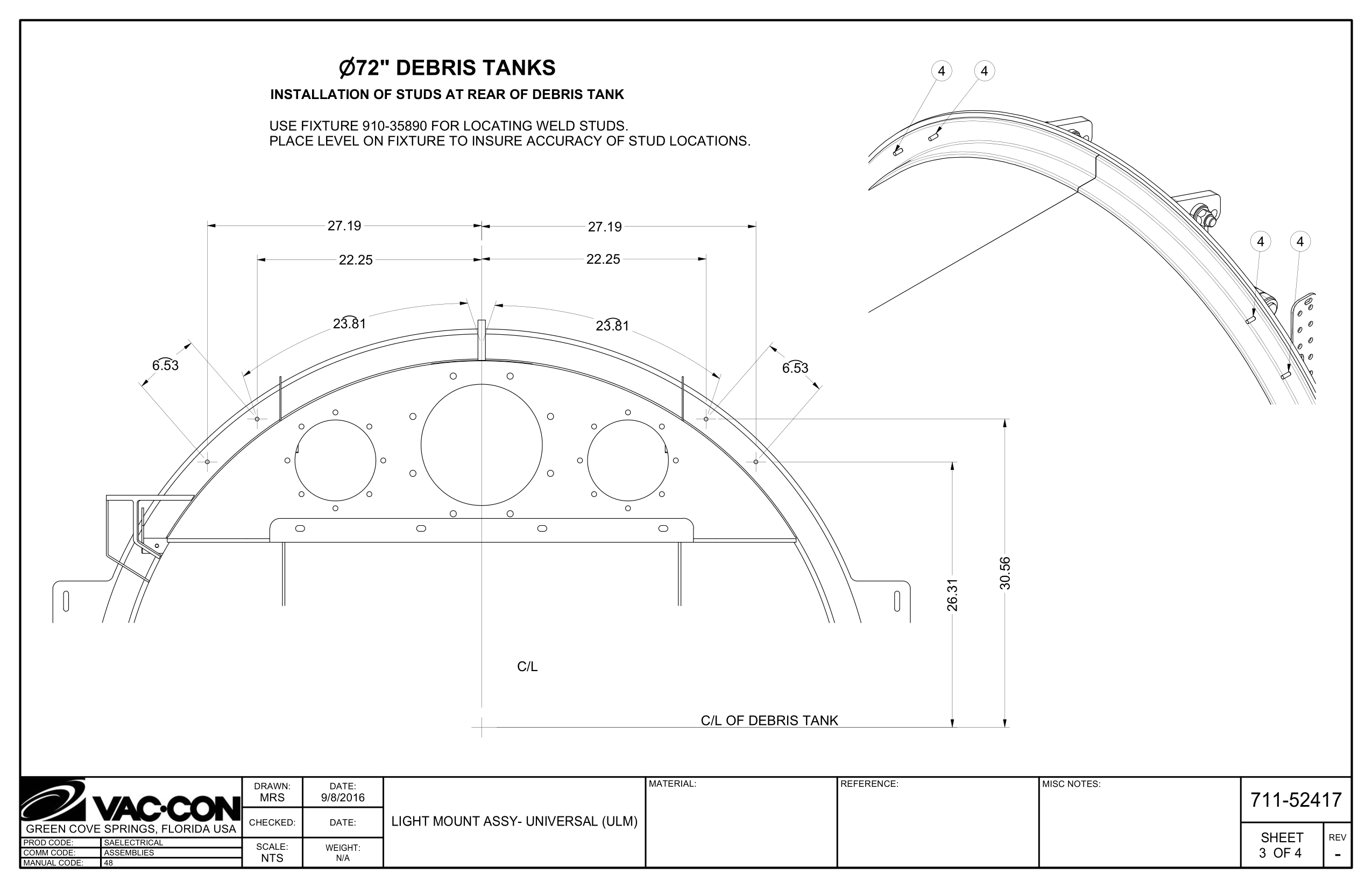 Use Fixture 910-35890 For Locating Weld Studs.