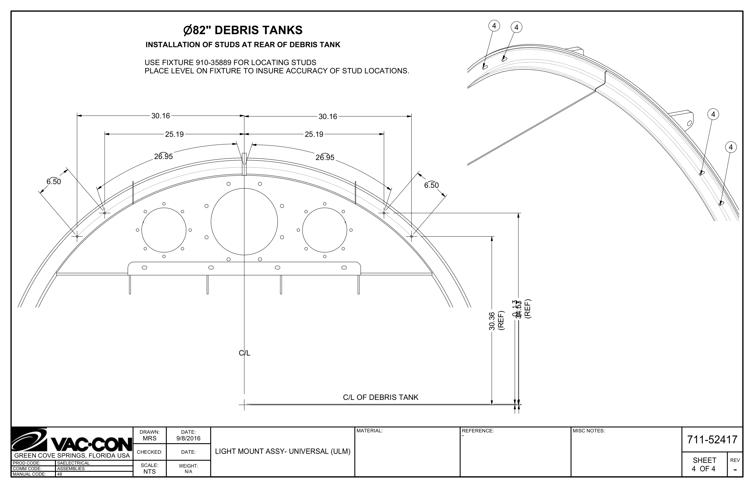 Installation Of Studs At Rear Of Debris Tank