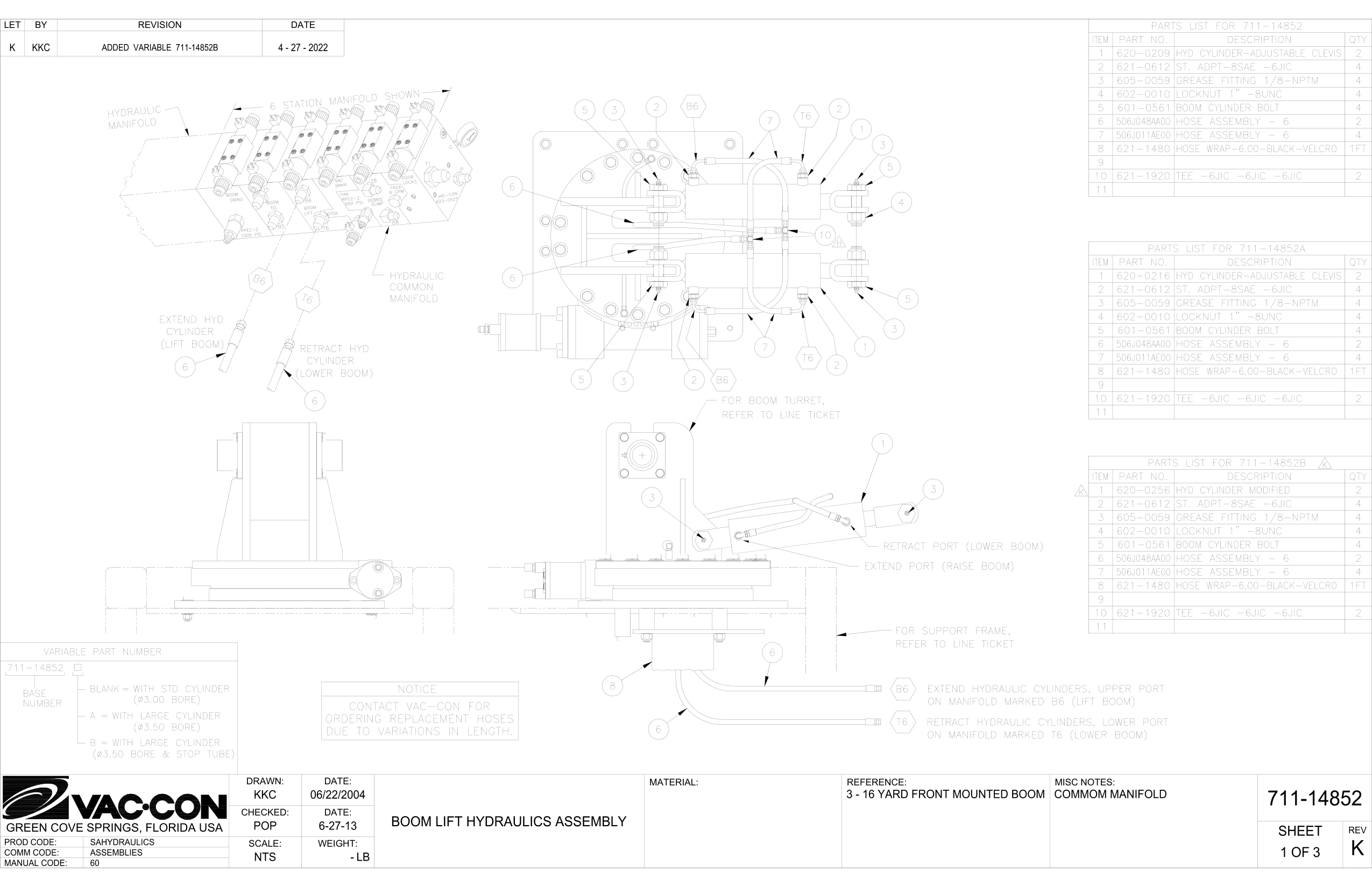 3 - 16 Yard Front Mounted Boom