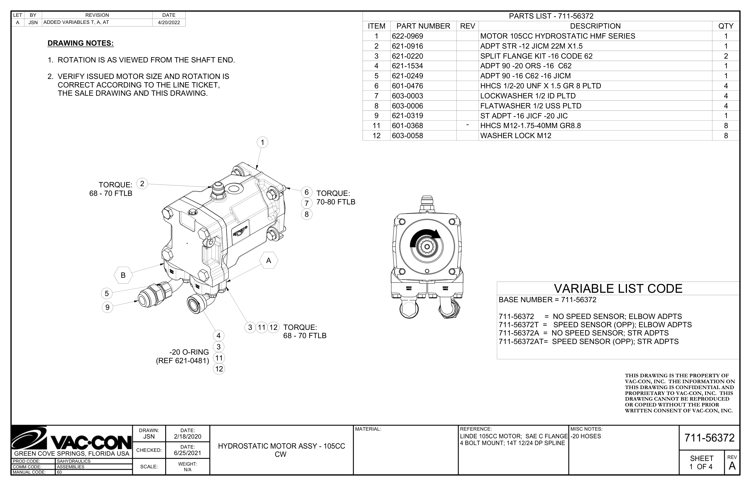 =   SPEED SENSOR (OPP); ELBOW ADPTS (711-56372T)