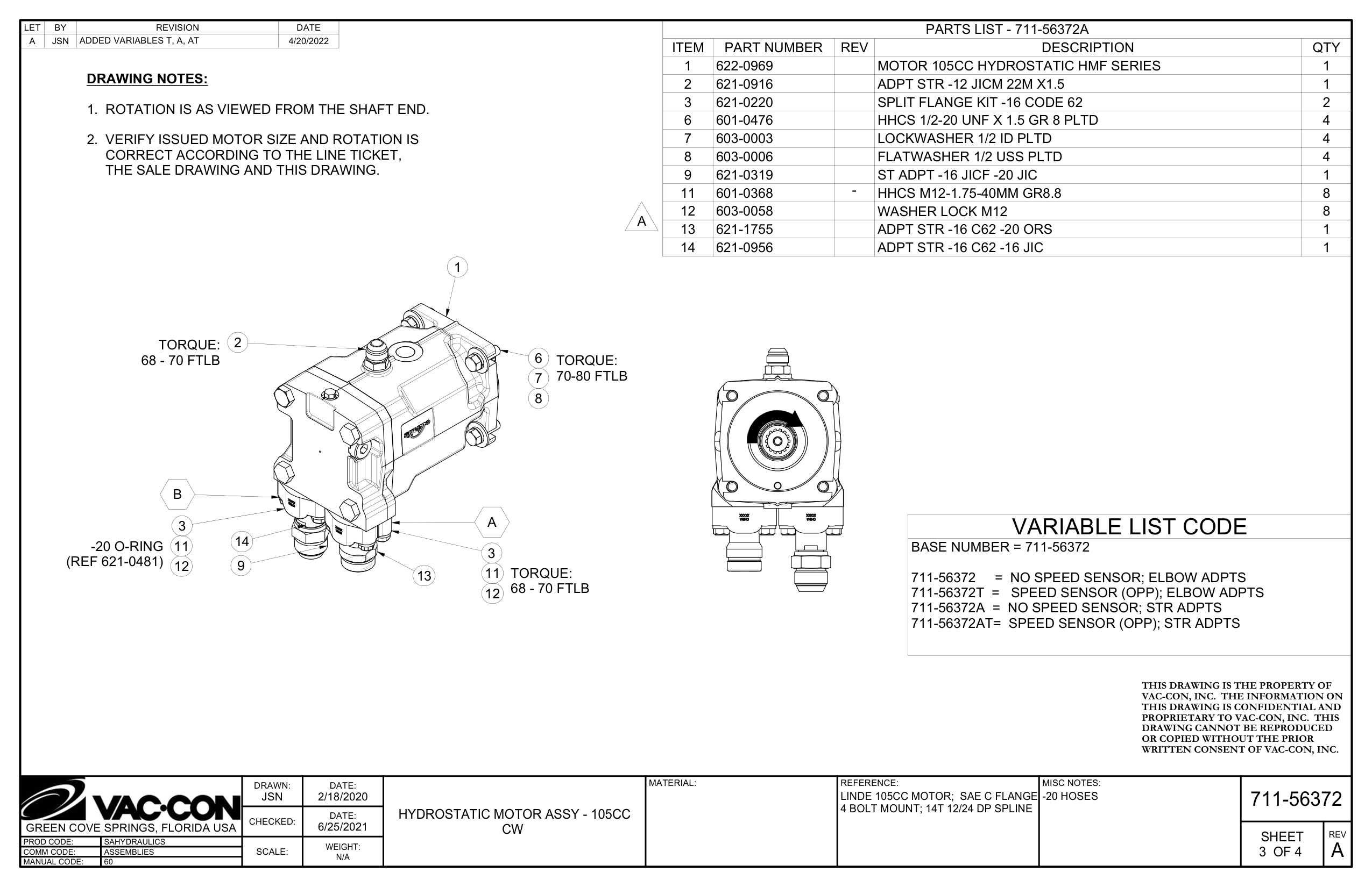=   SPEED SENSOR (OPP); ELBOW ADPTS (711-56372T)