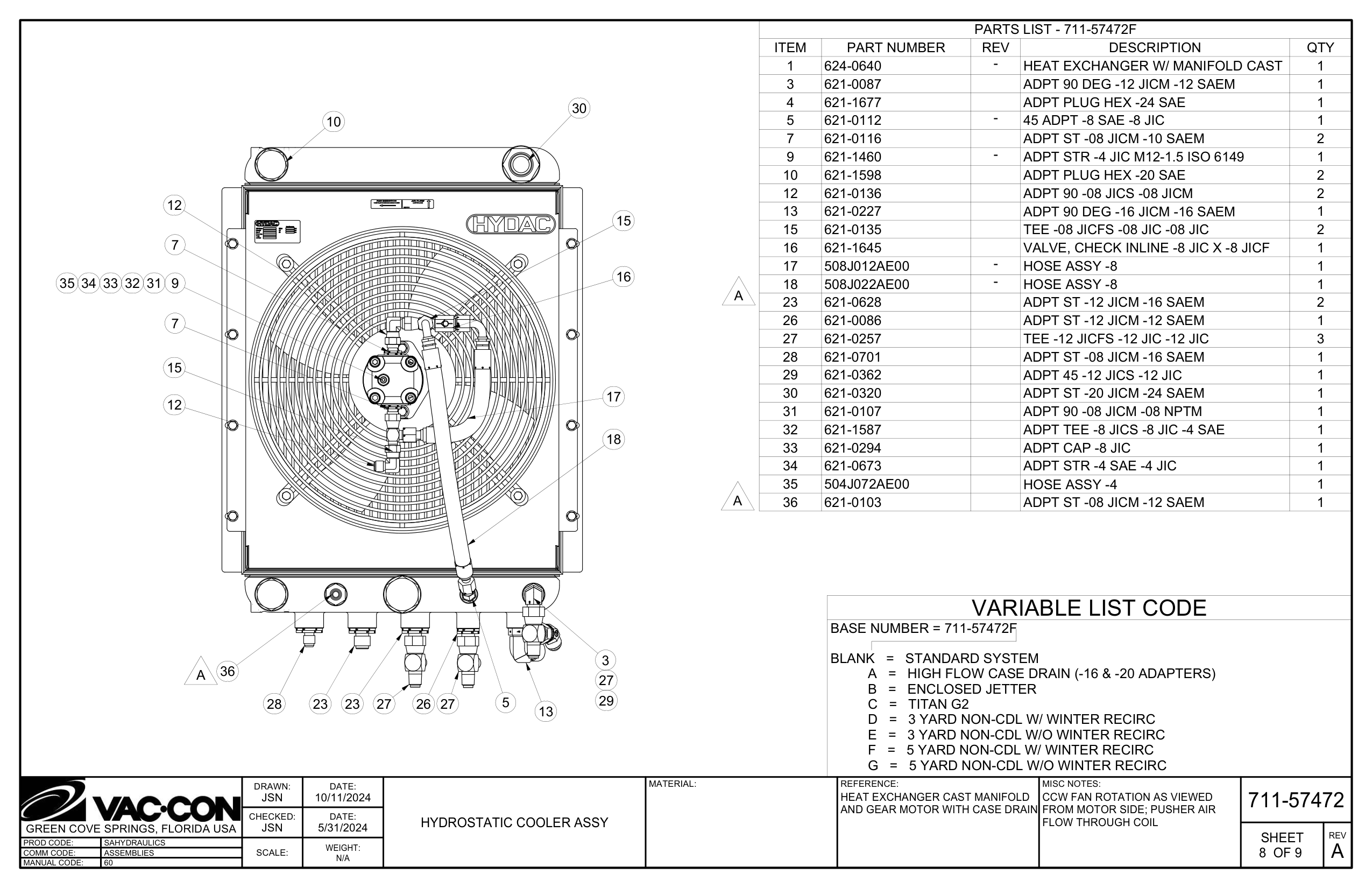 Valve, Check Inline -8 Jic X -8 Jicf