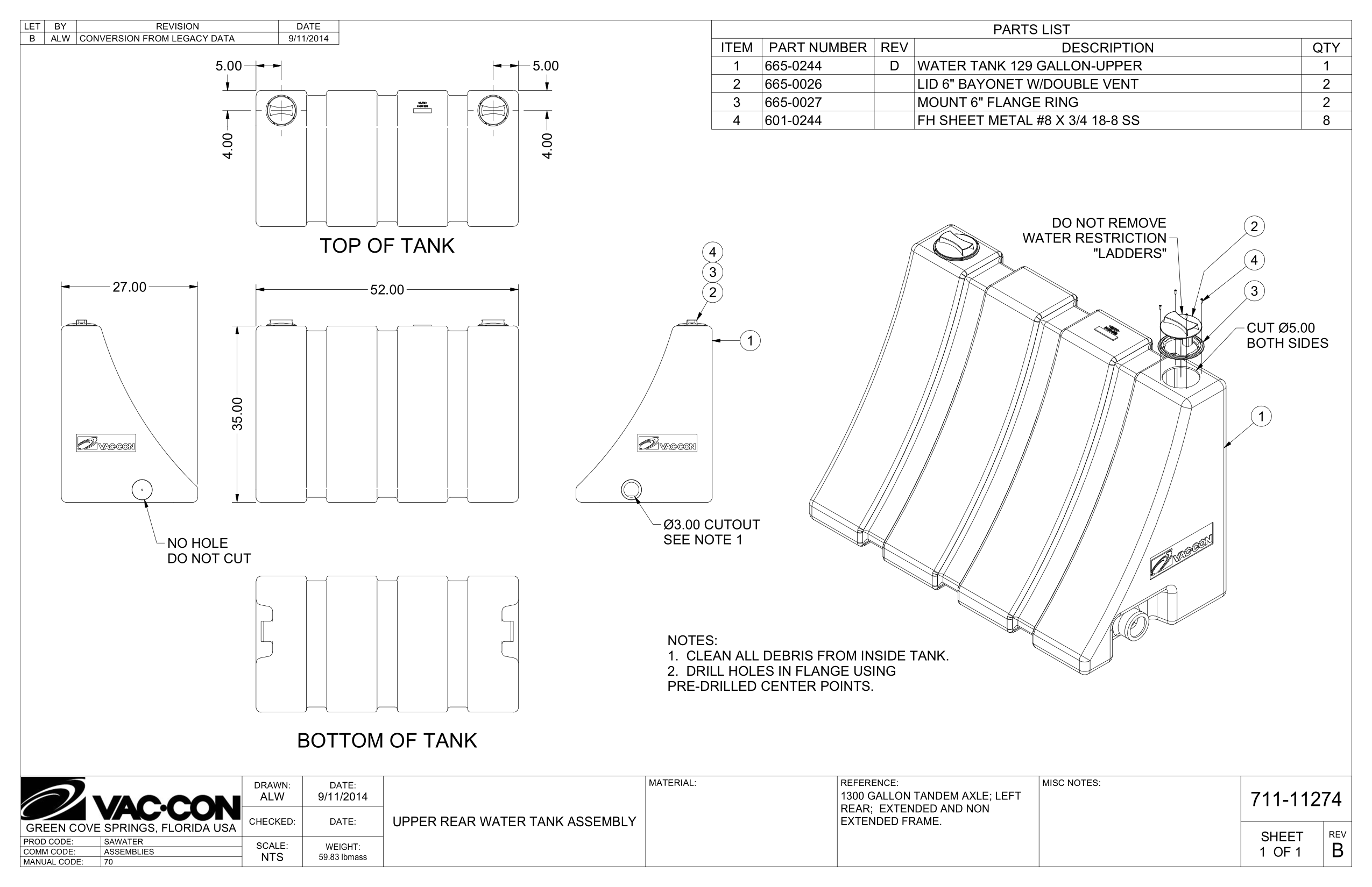 1.  Clean All Debris From Inside Tank.