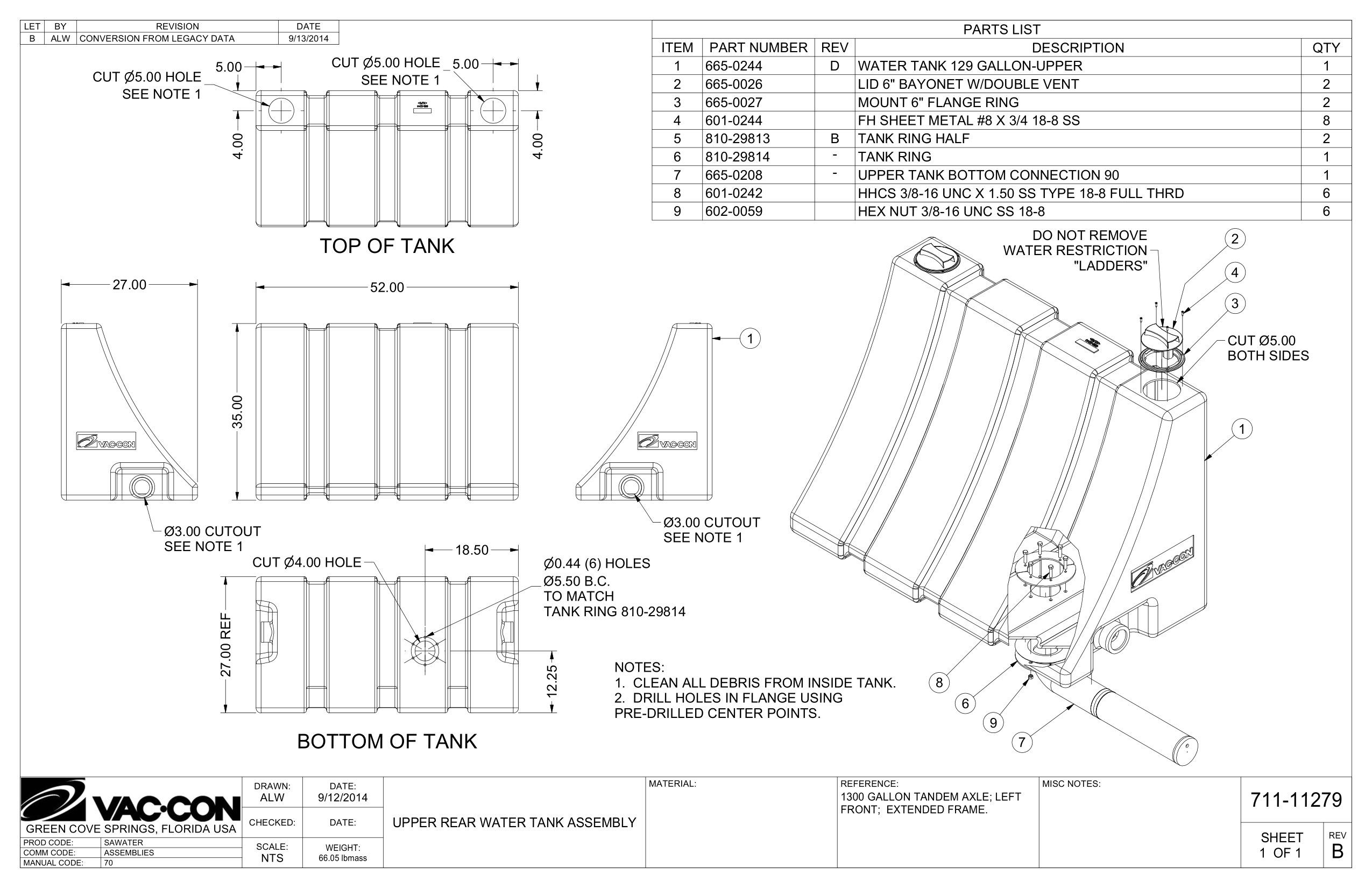 1.  Clean All Debris From Inside Tank.