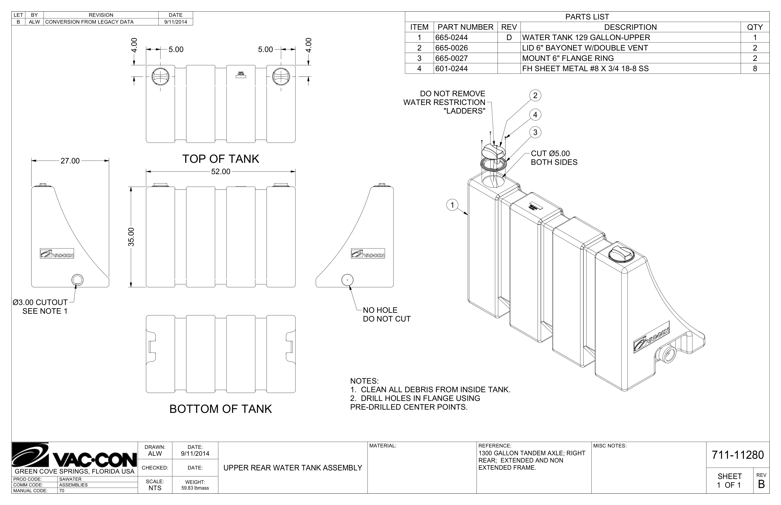 1.  Clean All Debris From Inside Tank.