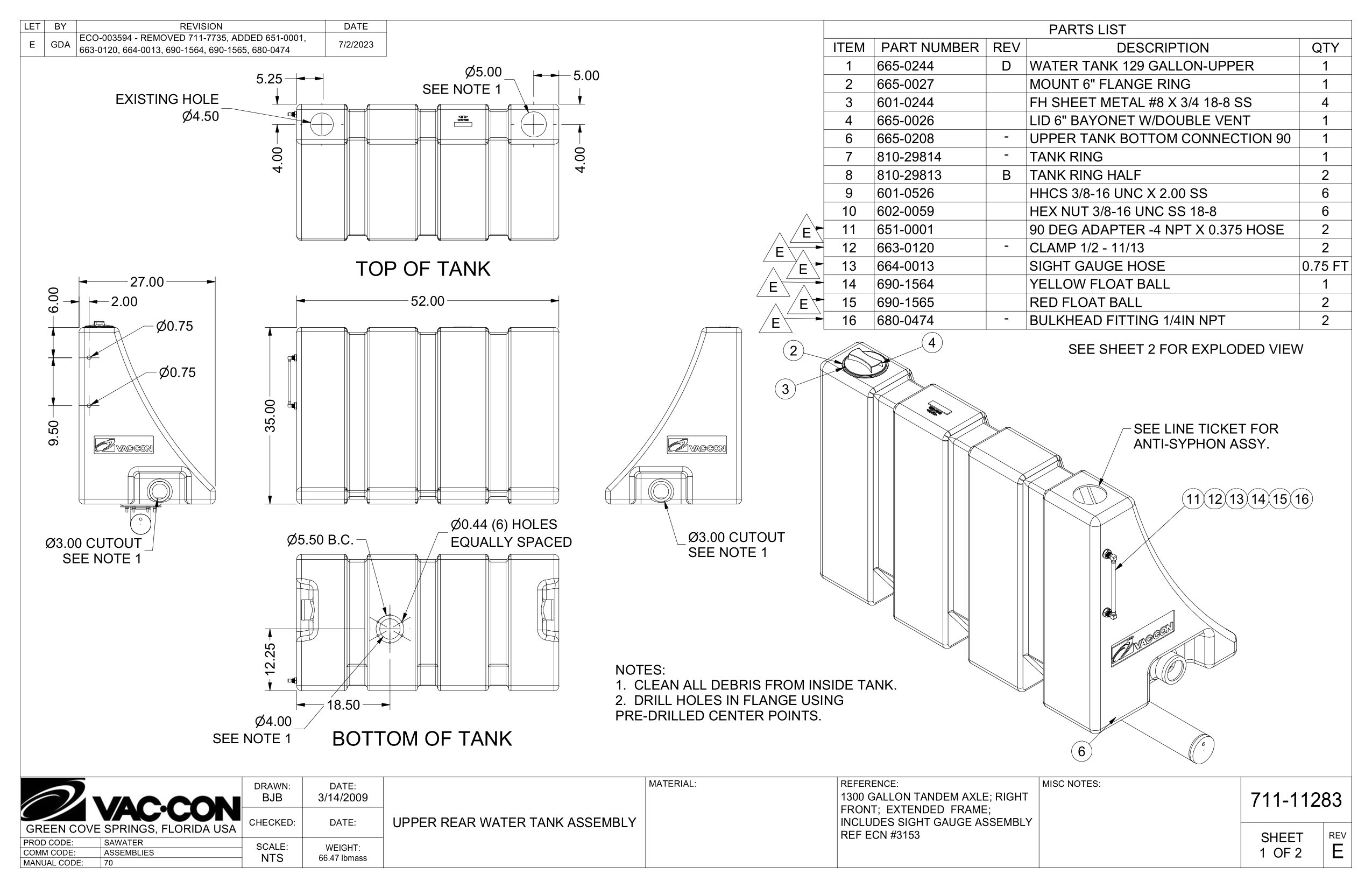 1.  Clean All Debris From Inside Tank.