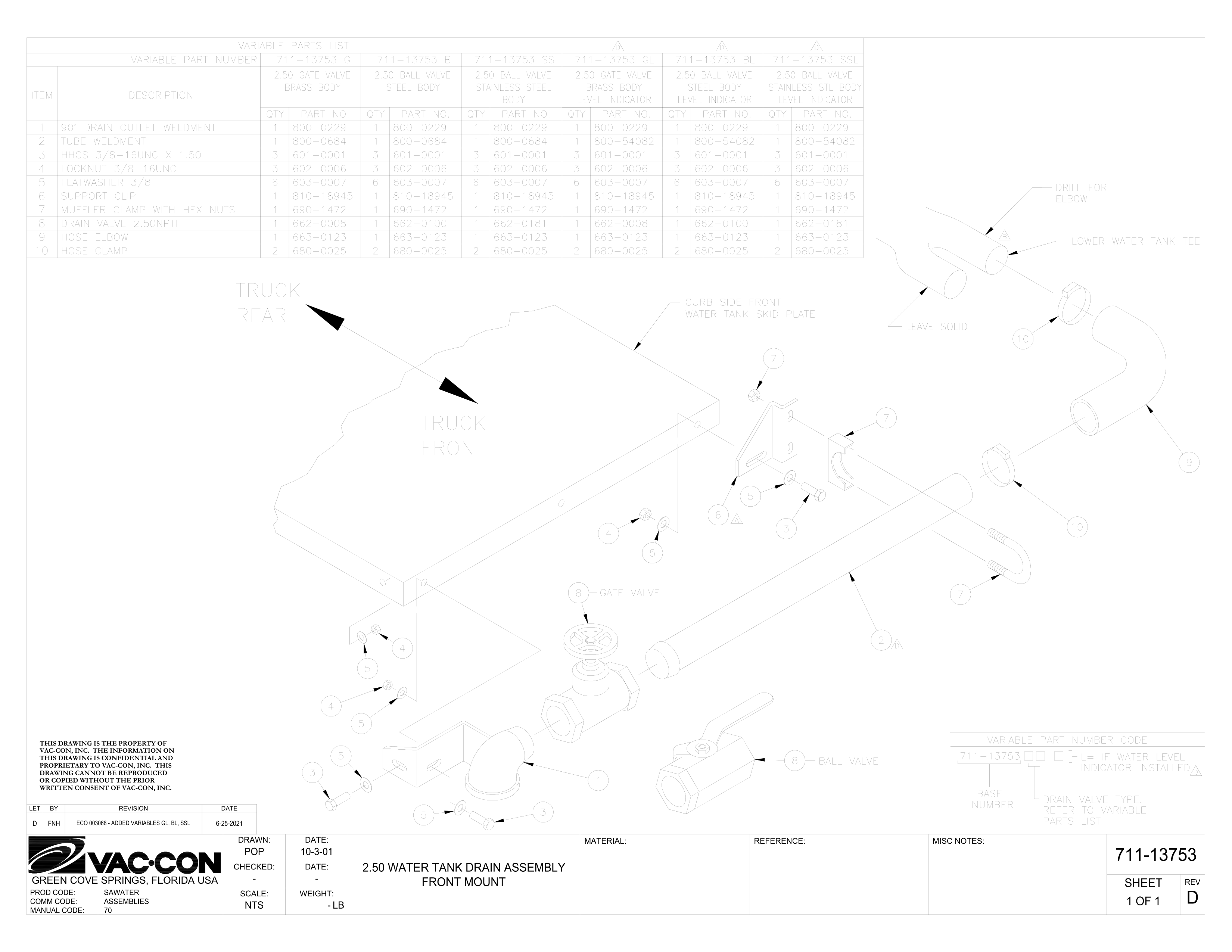 2.50 Water Tank Drain Assembly
