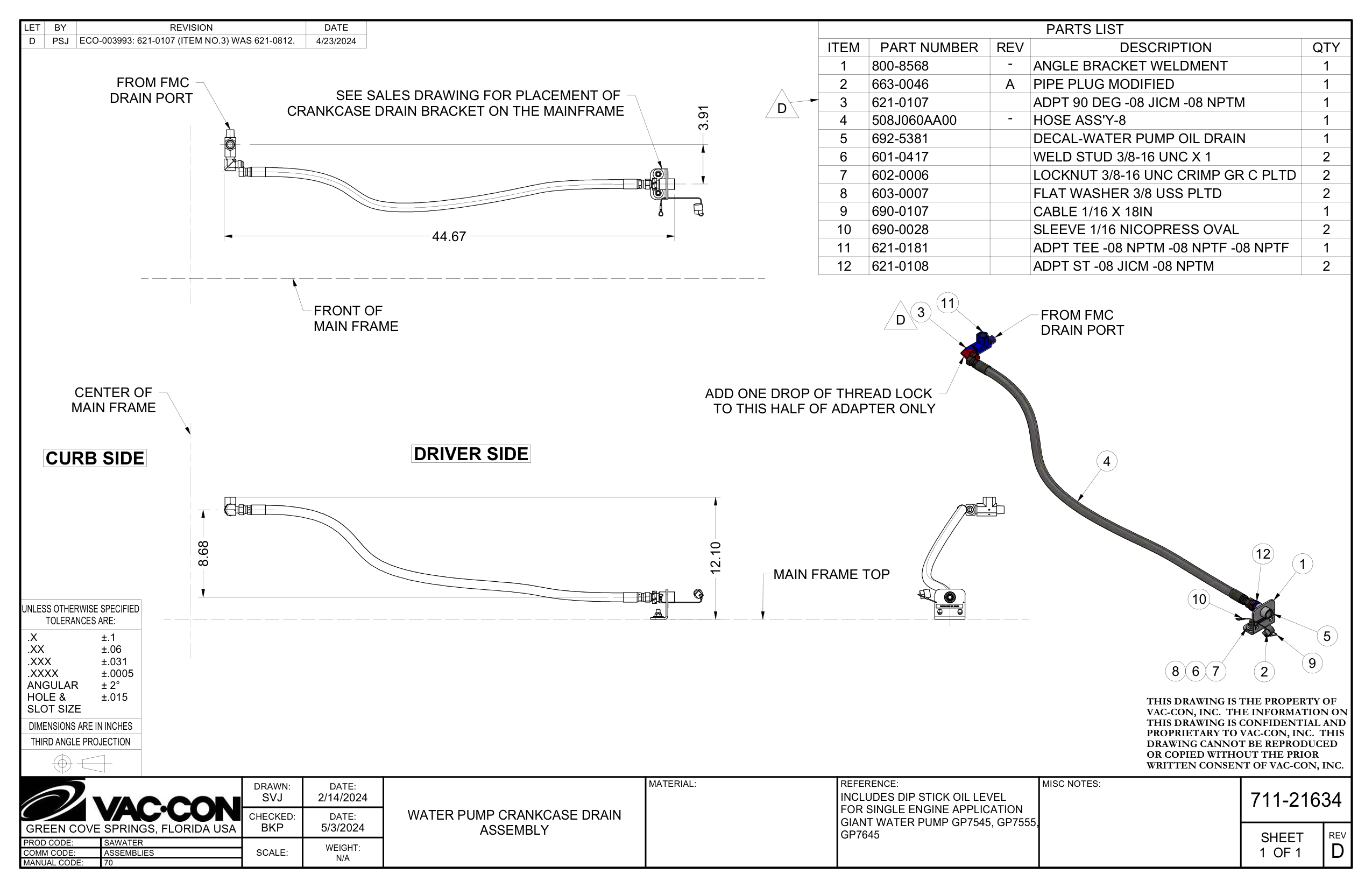 Crankcase Drain Bracket On The Mainframe