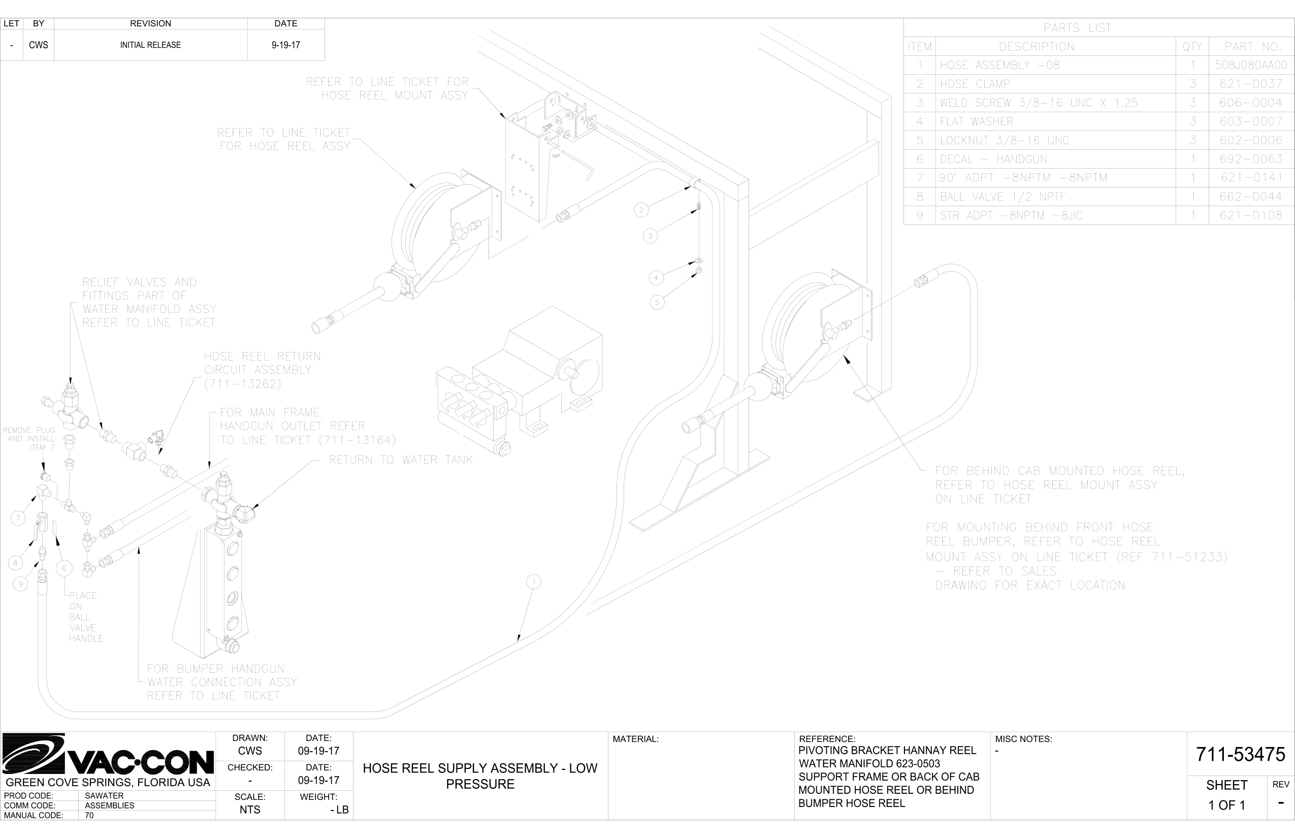 Hose Reel Supply Assembly - Low