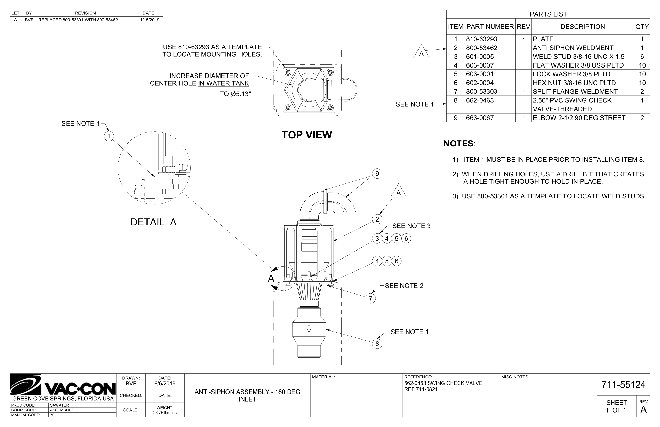 3)  Use 800-53301 As A Template To Locate Weld Studs.