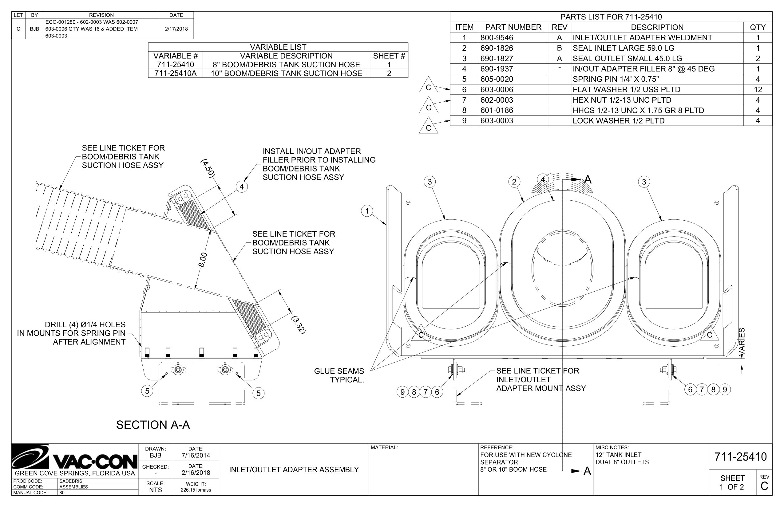 10" Boom/Debris Tank Suction Hose
