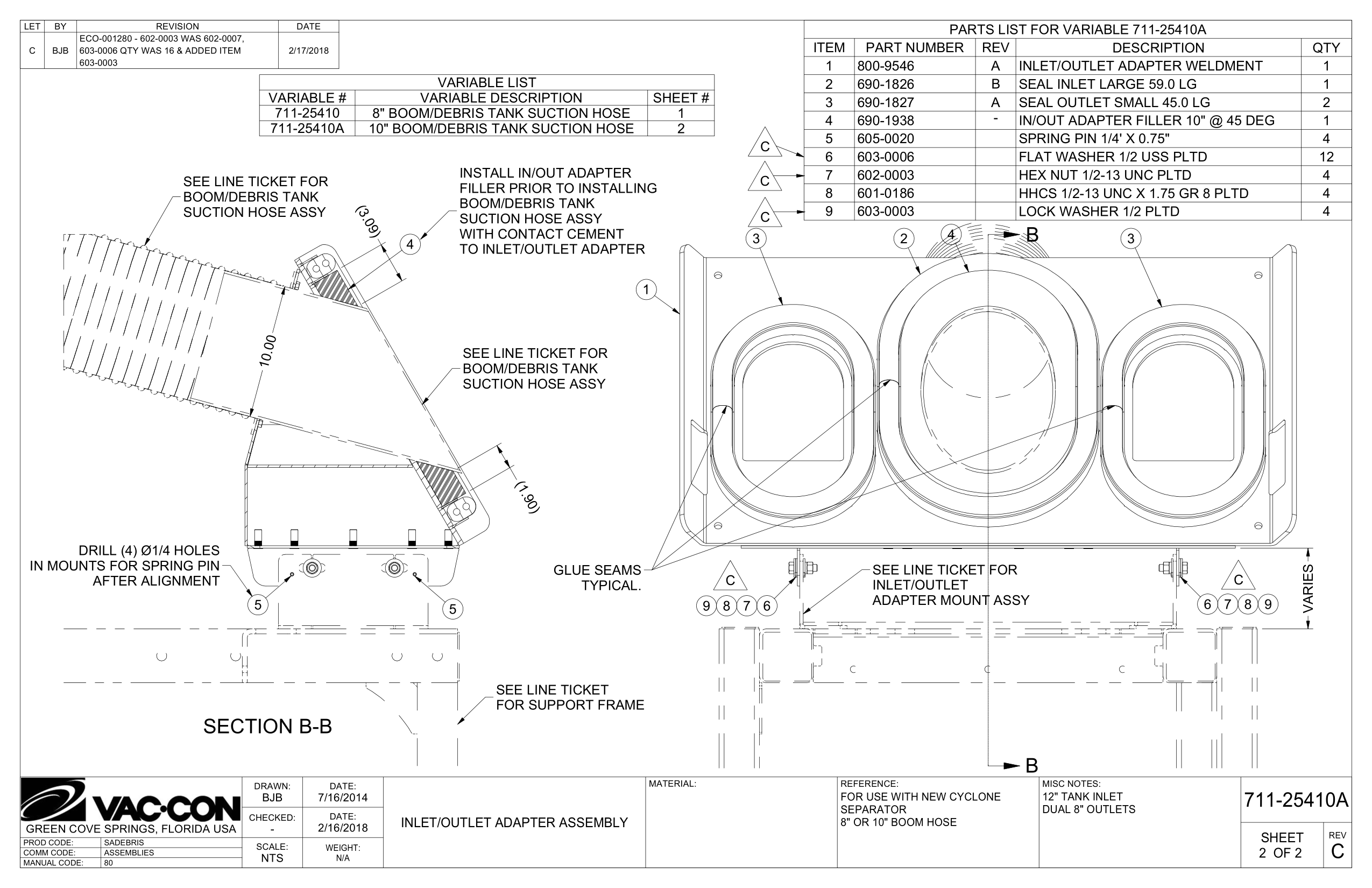 10" Boom/Debris Tank Suction Hose