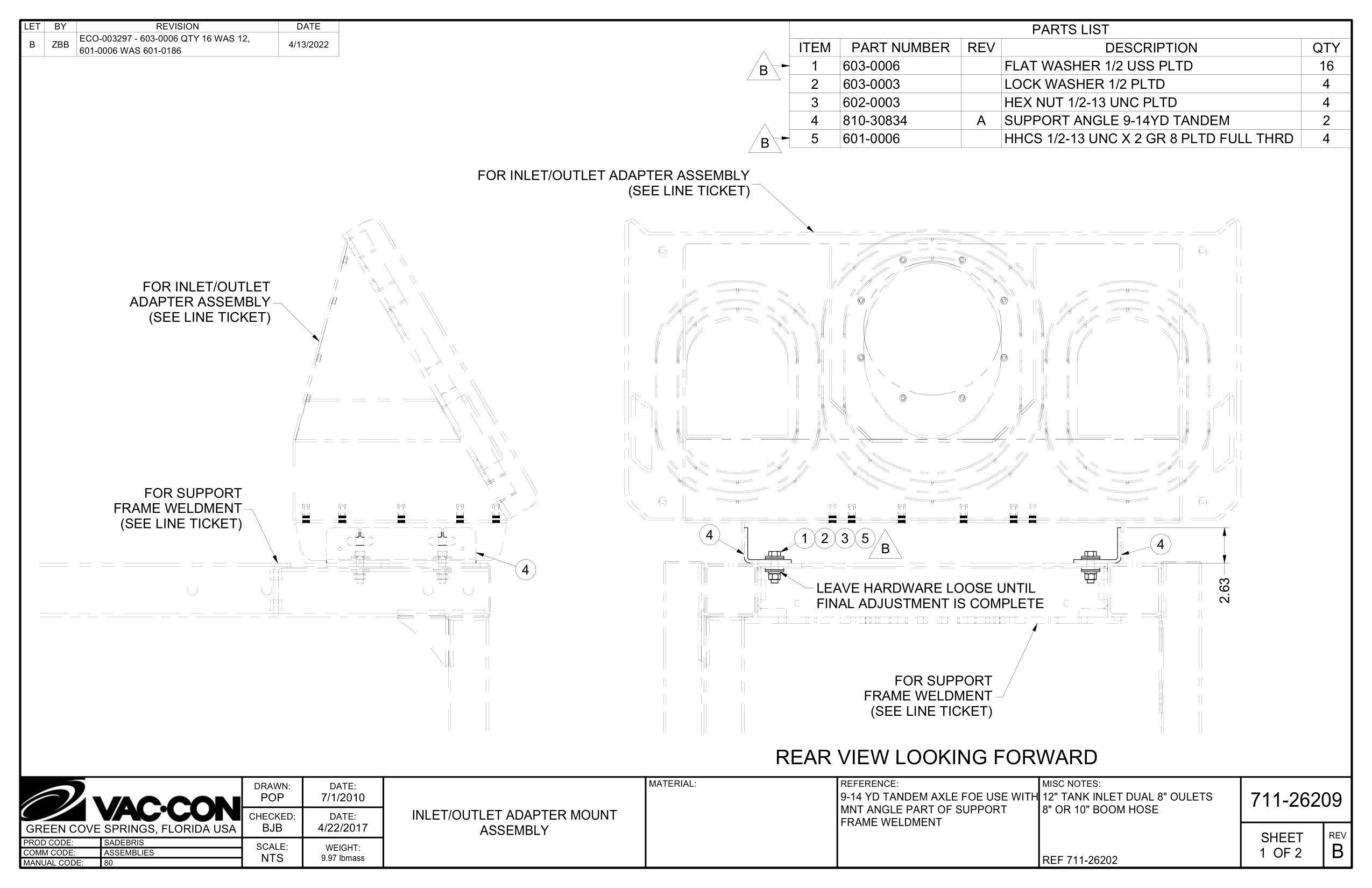 For Inlet/Outlet Adapter Assembly