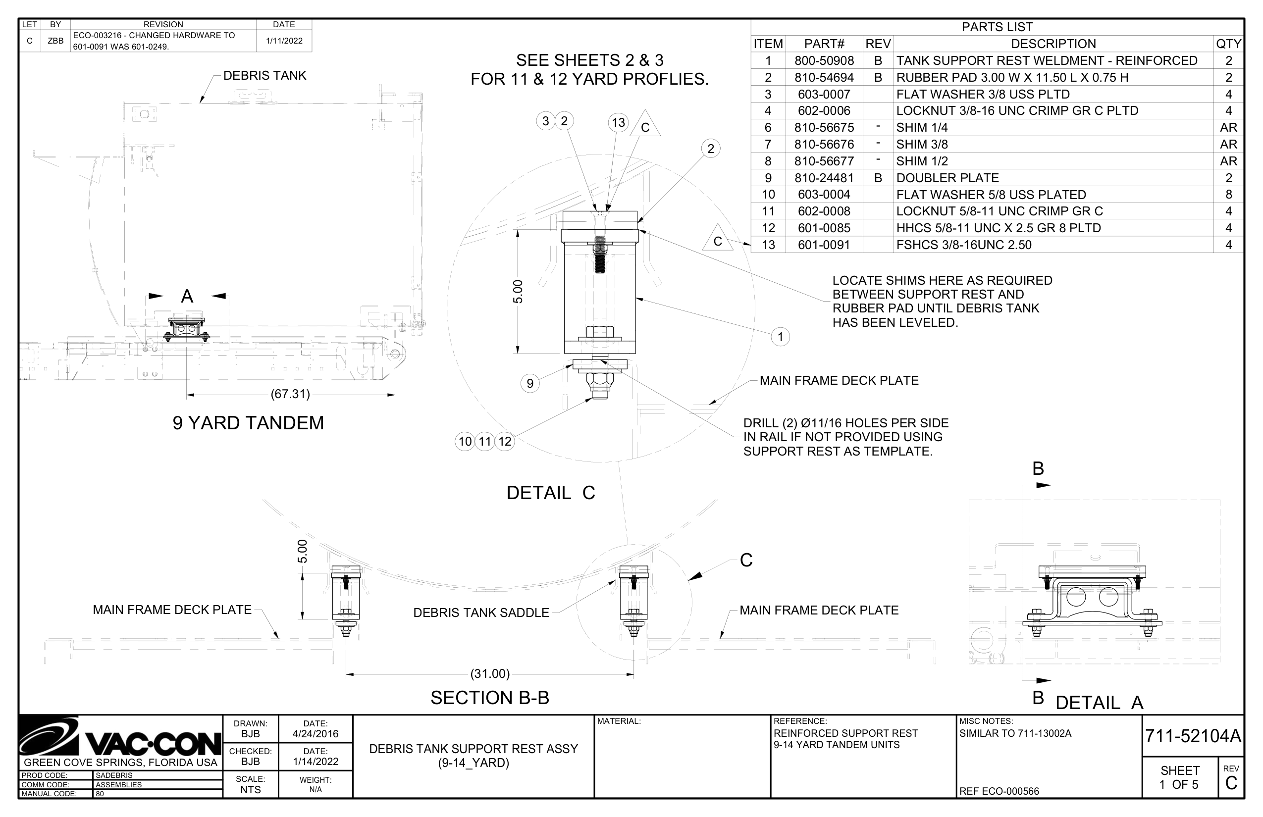 Tank Support Rest Weldment - Reinforced