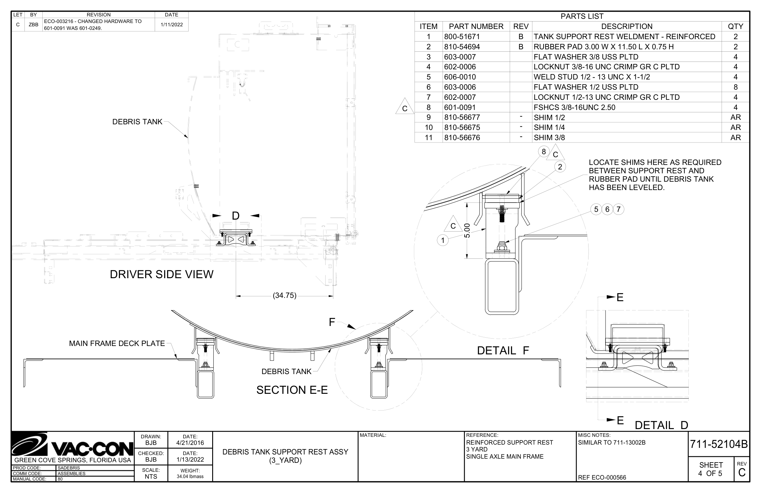 Tank Support Rest Weldment - Reinforced