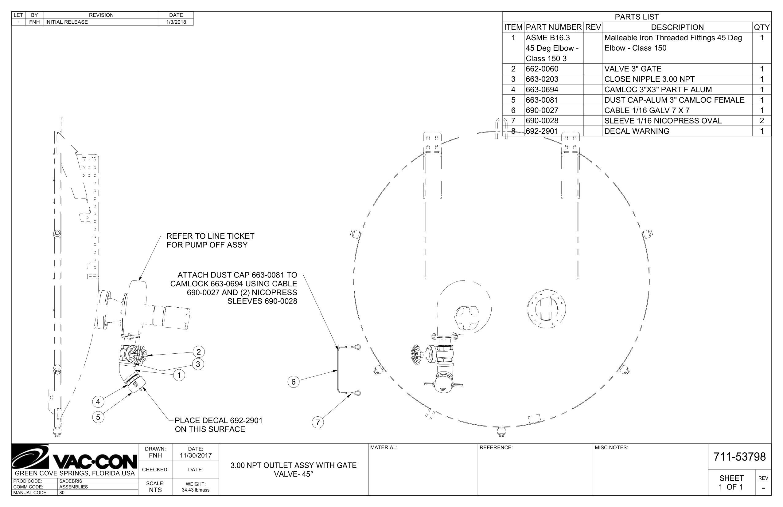 Camlock 663-0694 Using Cable