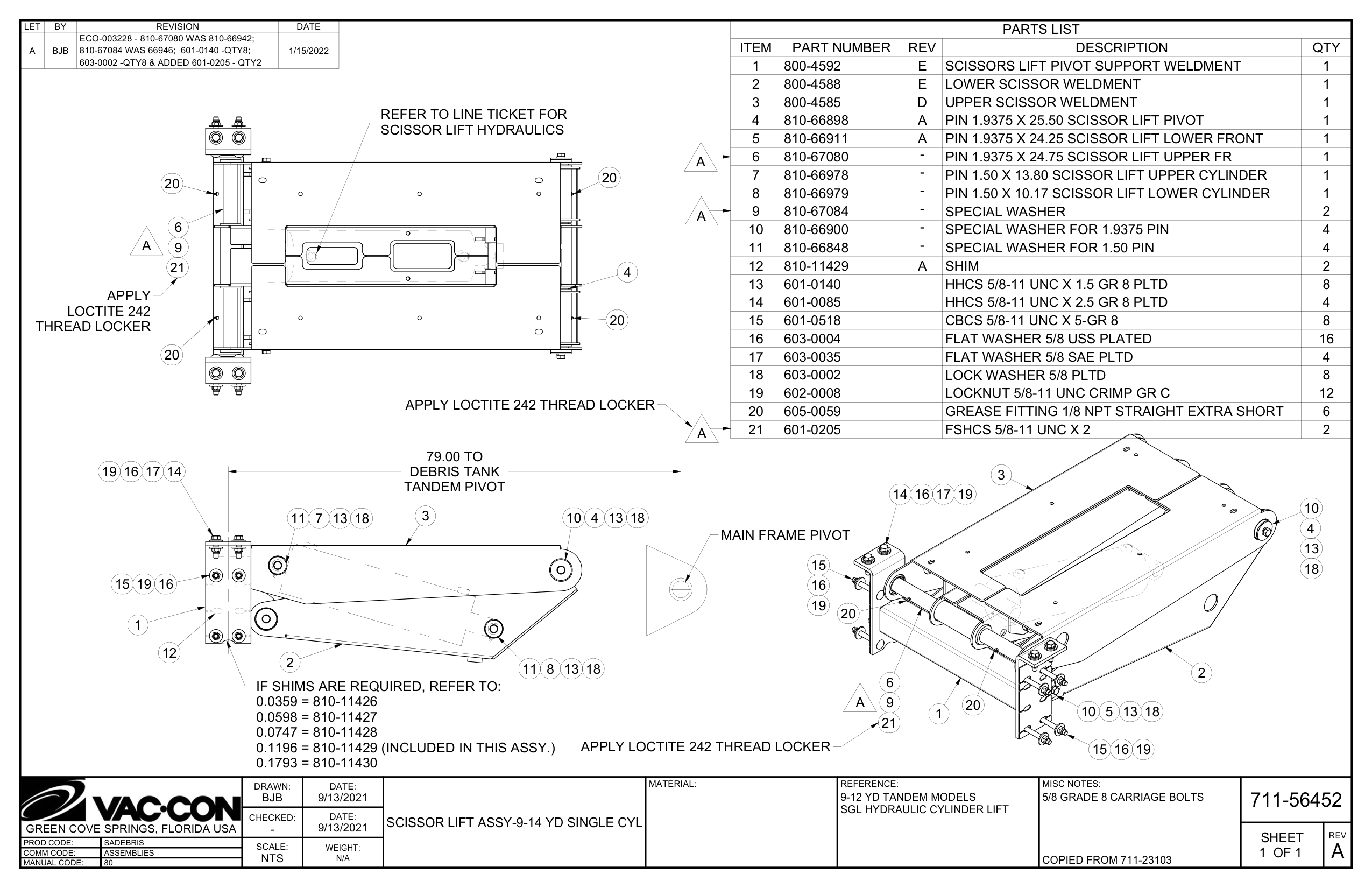 Pin 1.50 X 13.80 Scissor Lift Upper Cylinder