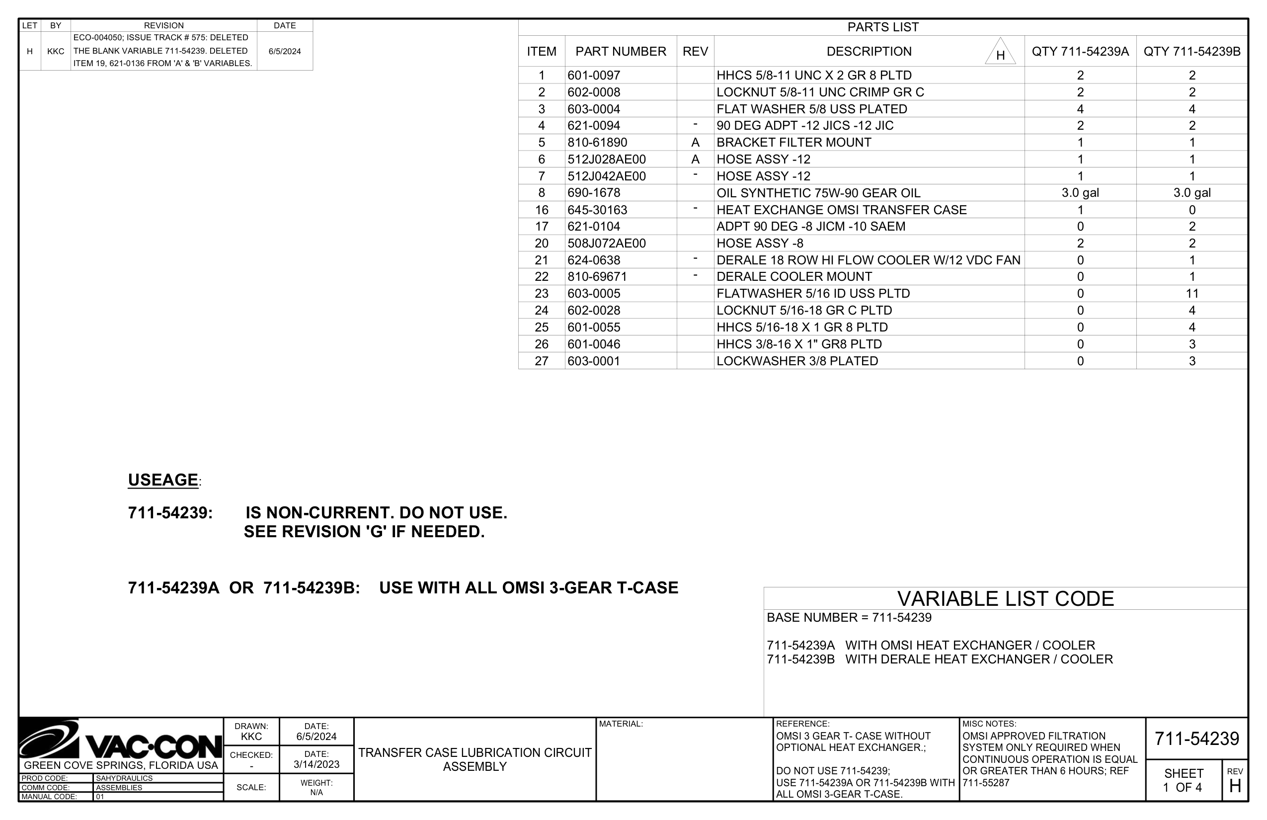 OR  711-54239B:    USE WITH ALL OMSI 3-GEAR T-CASE (711-54239A)