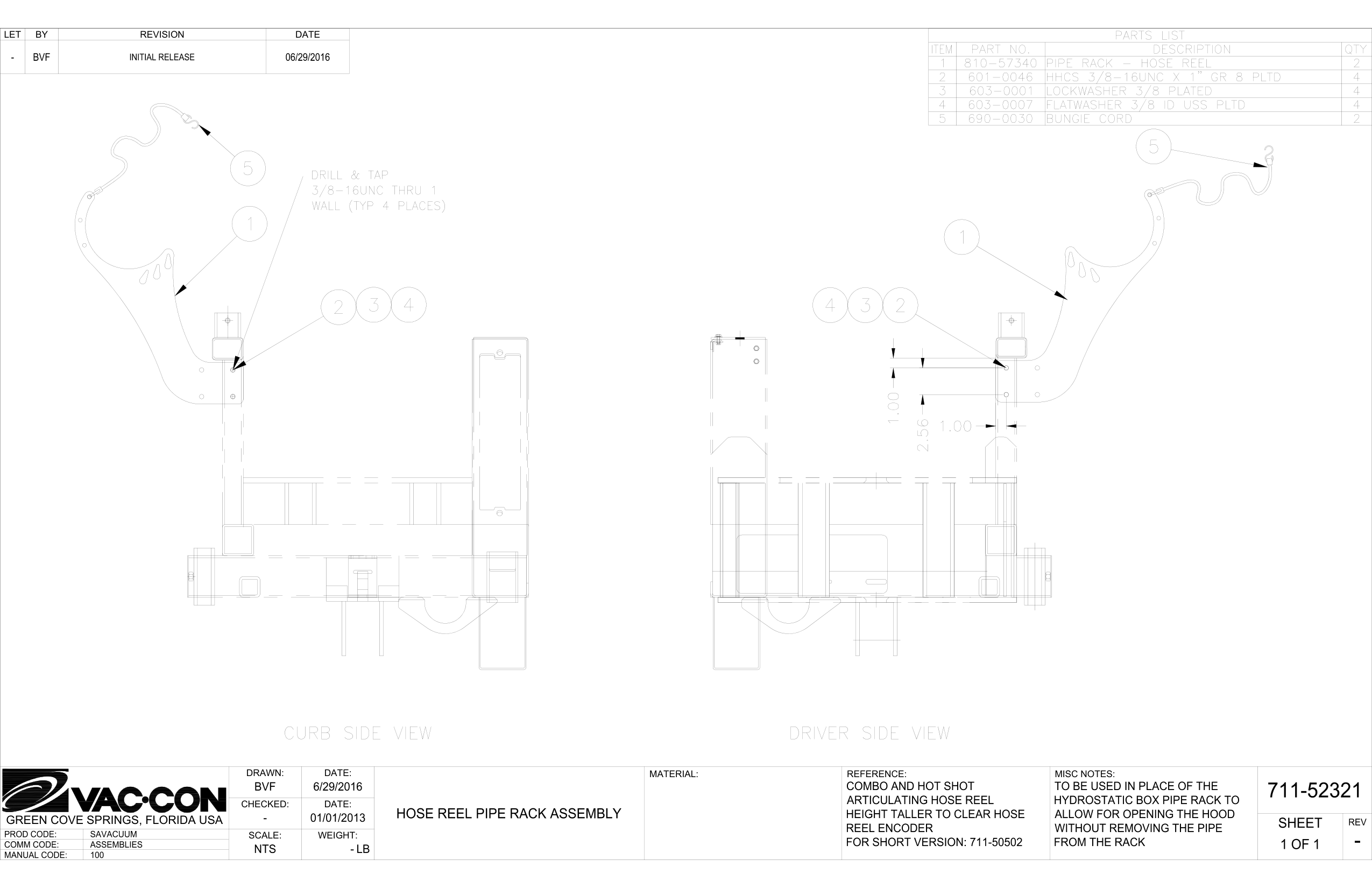 Hose Reel Pipe Rack Assembly
