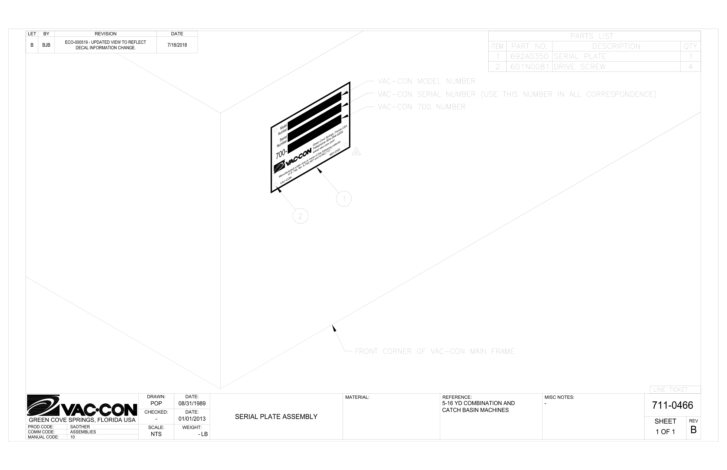 SERIAL PLATE ASSEMBLY