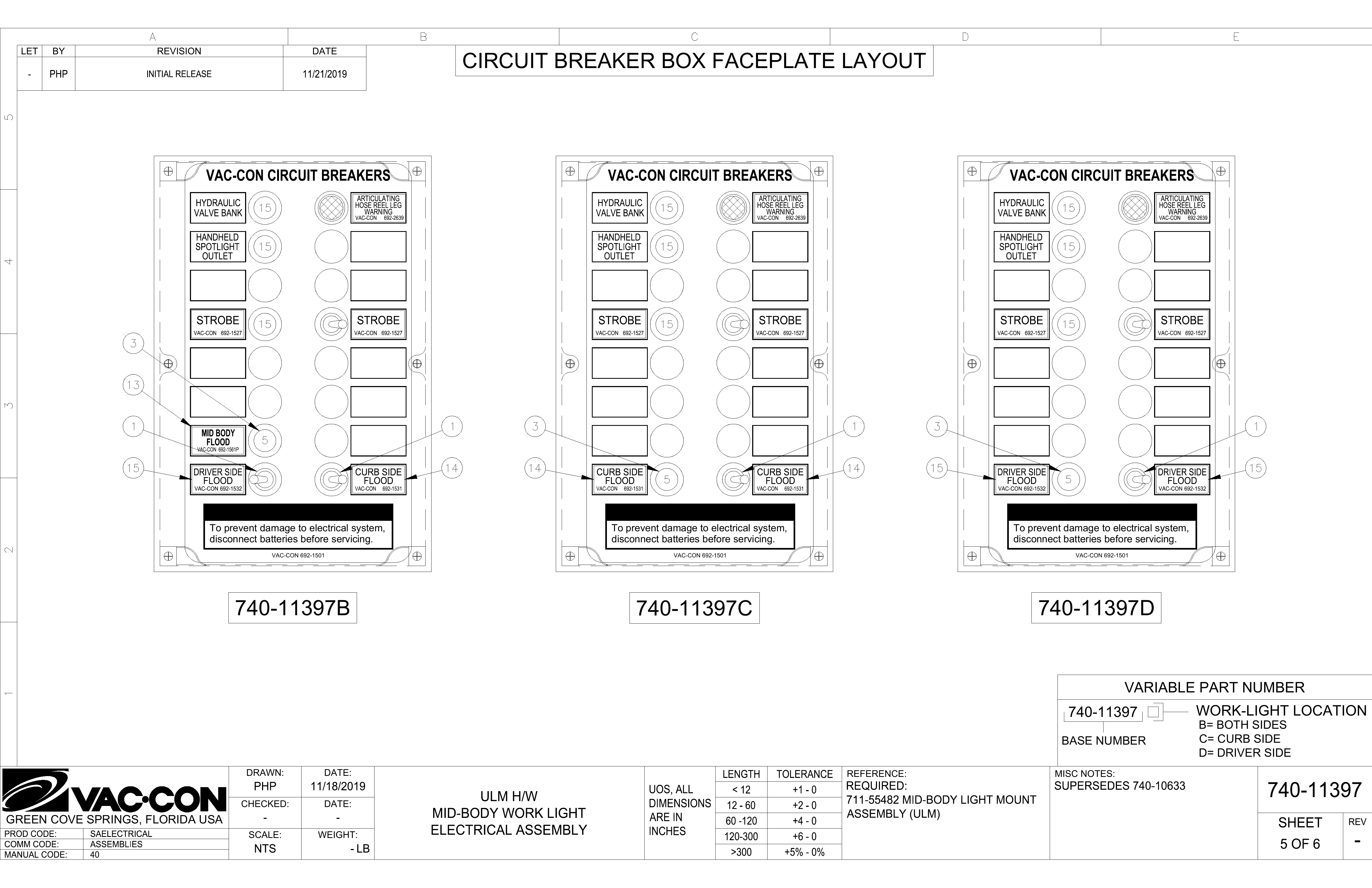 CIRCUIT BREAKER BOX FACEPLATE LAYOUT