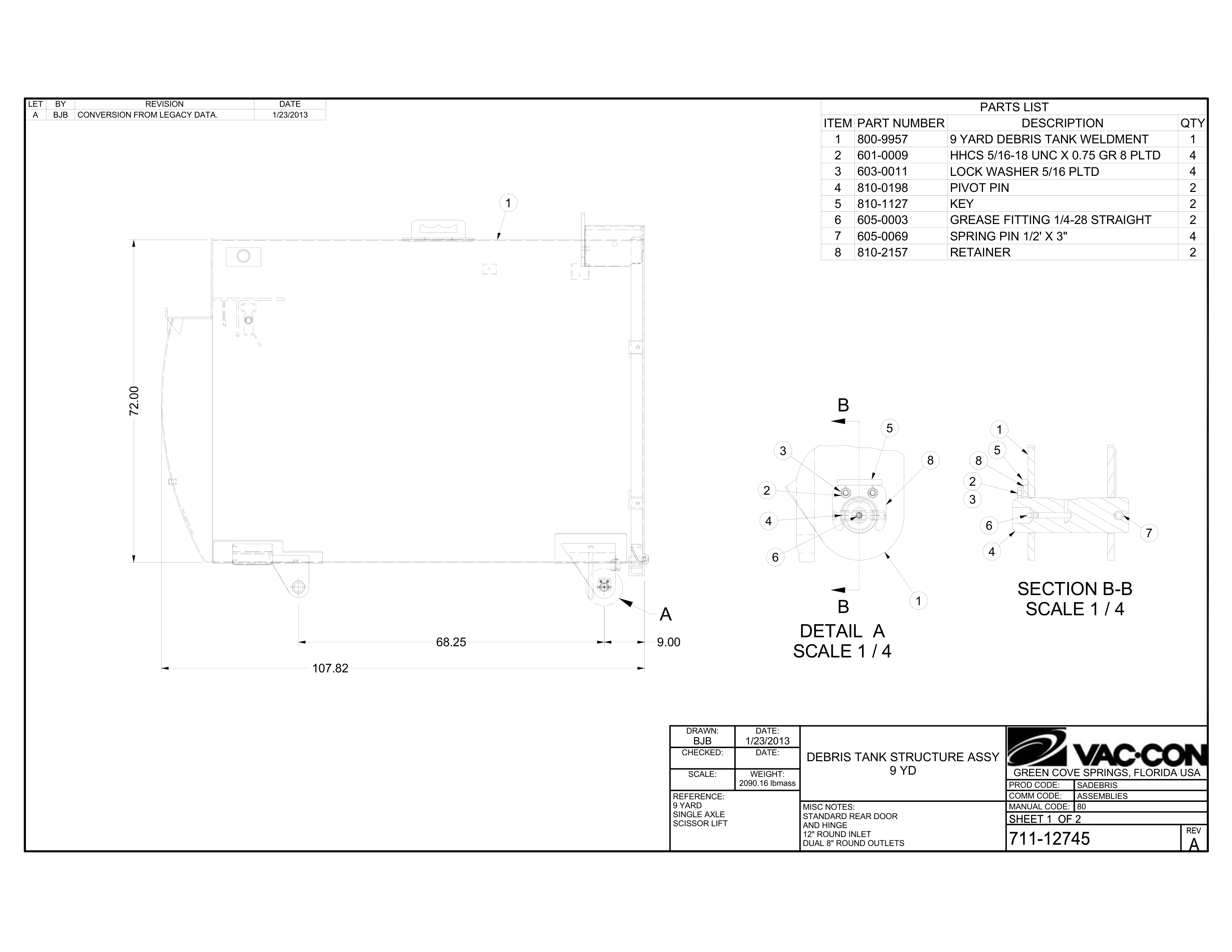 9 Yard Debris Tank Assembly