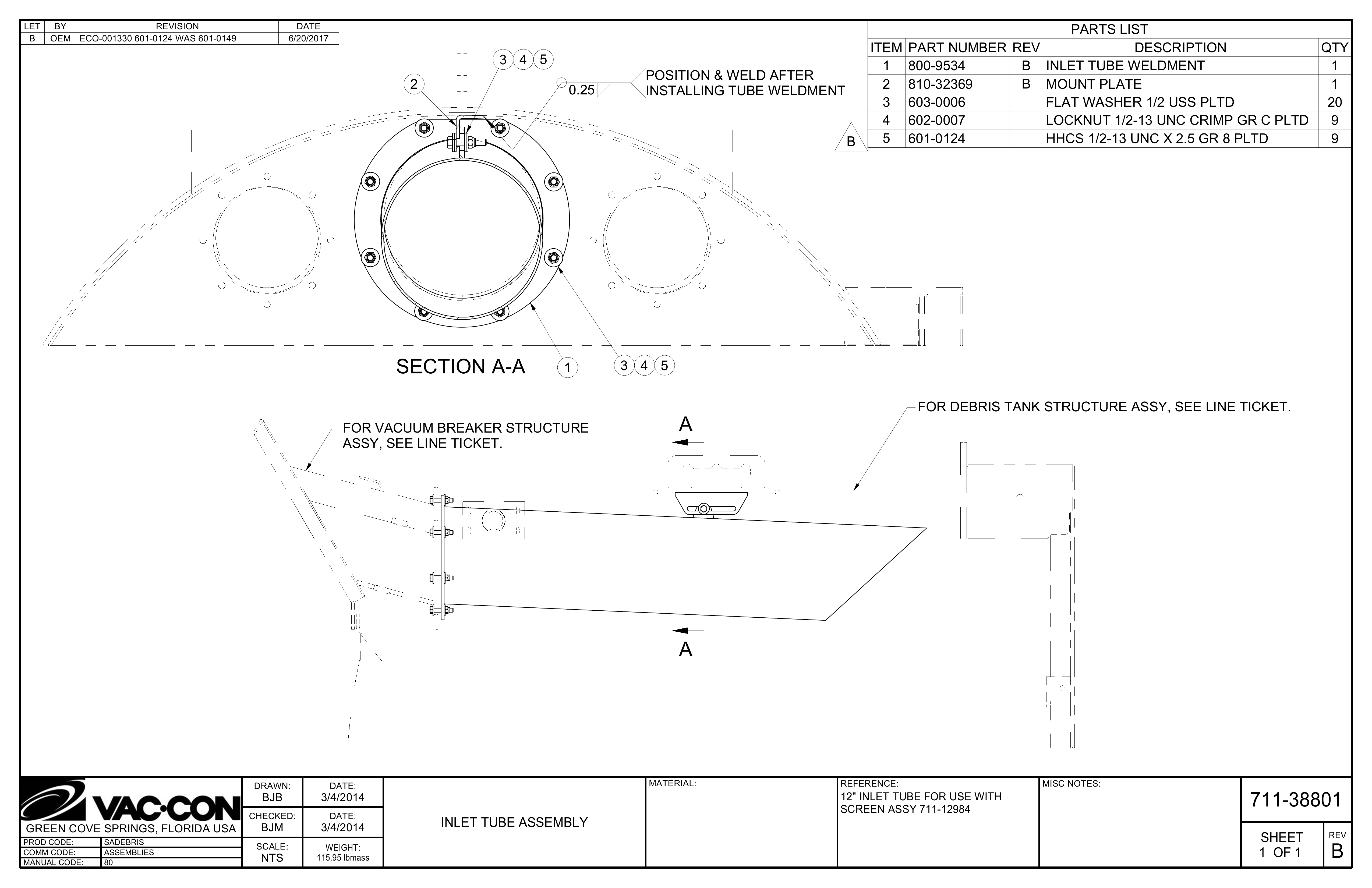 B OEM ECO-001330601-0124WAS601-0149 6202017