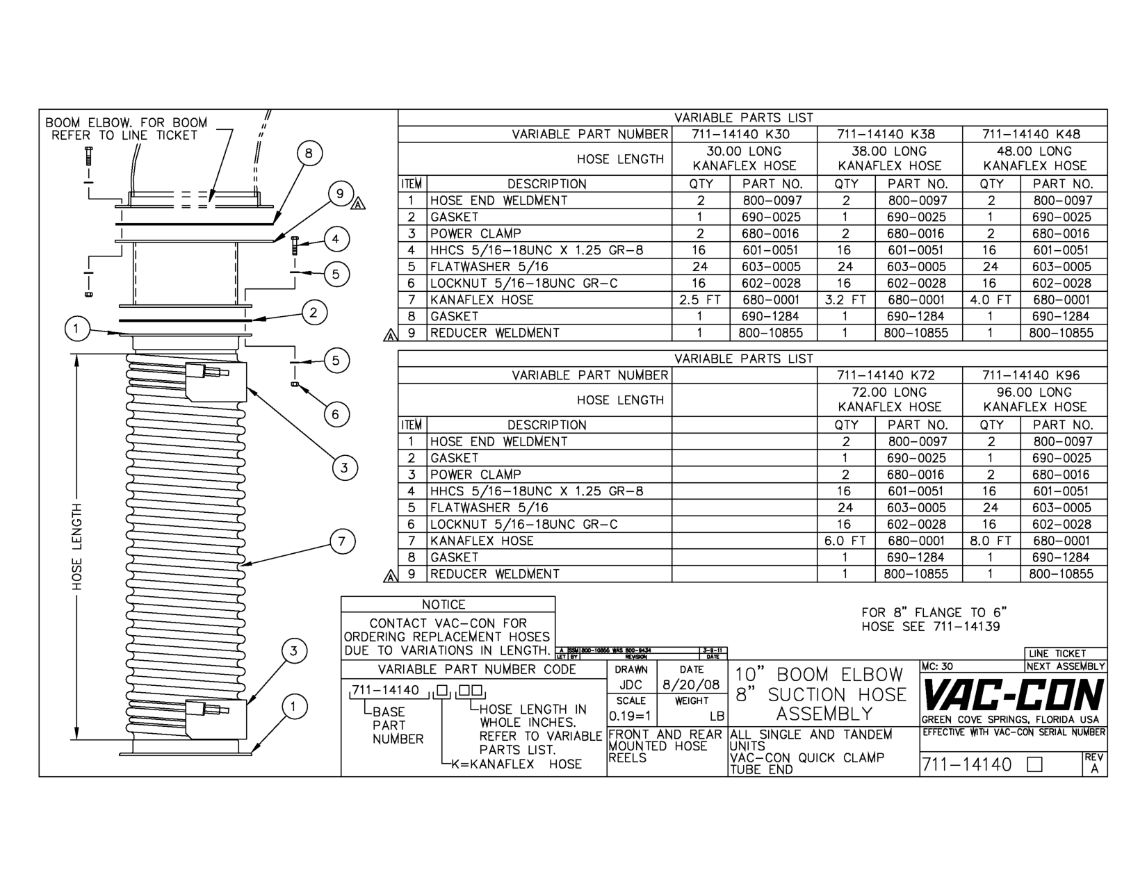 8/20/08 8" Suction Hose Vac-Cdn