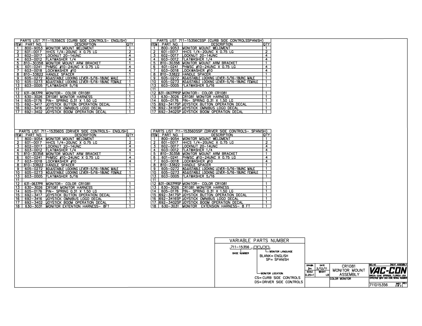 15356CS CURB SIDE CONTROLS