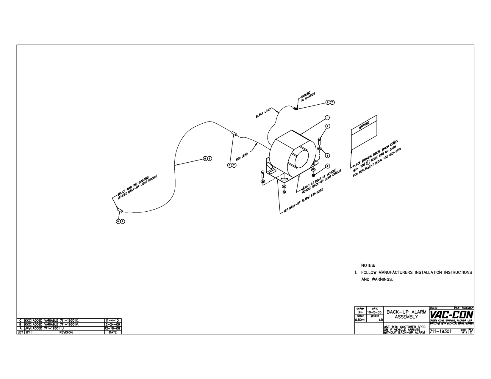 C KKC ADDED VARIABLE 711-19301X.