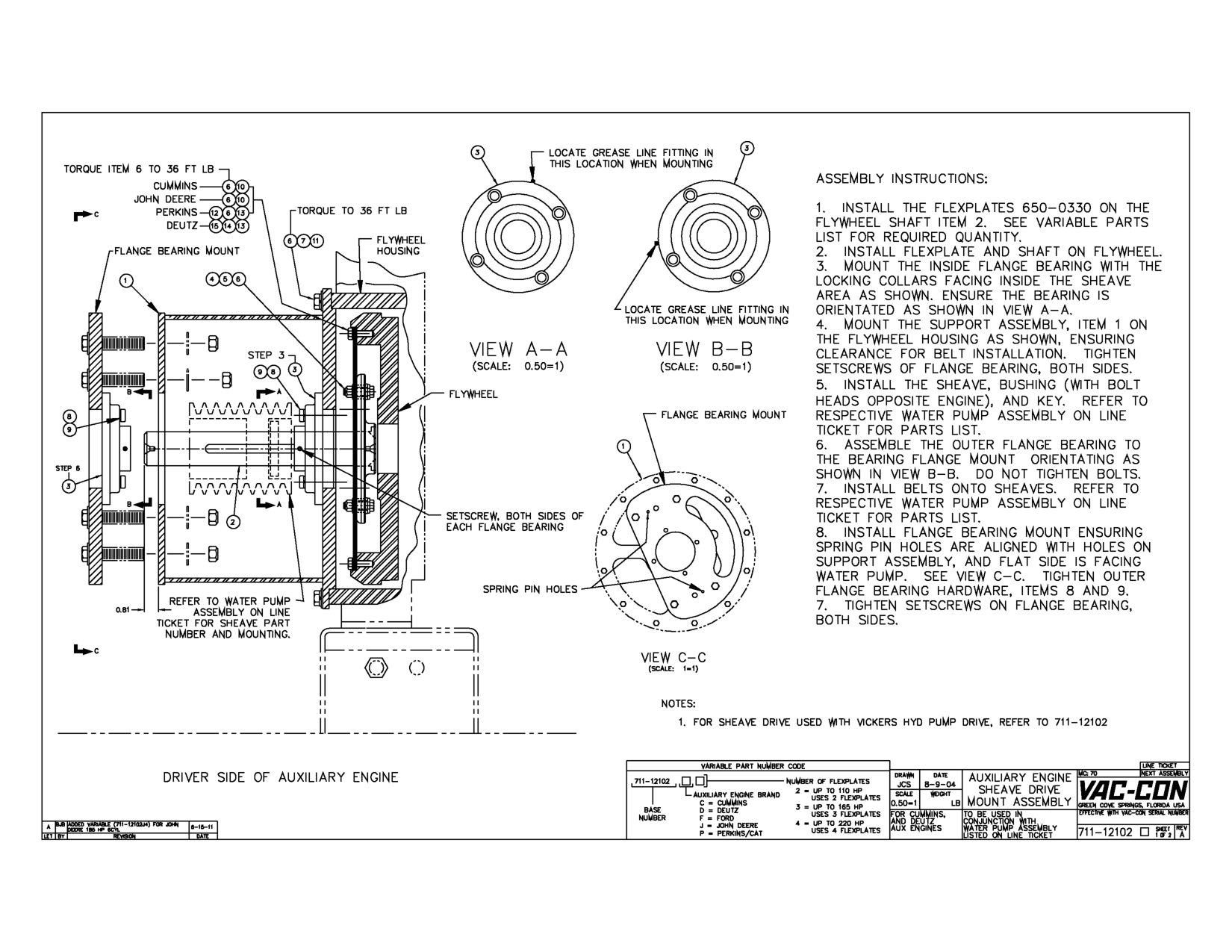 TORQUE ITEM 6 TO 36 FT LB