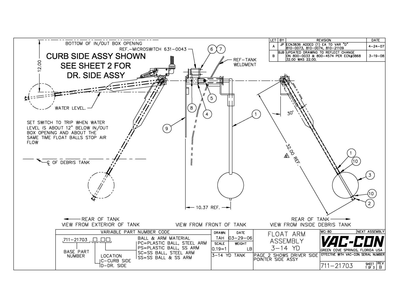 SET SWITCH TO TRIP WHEN WATER