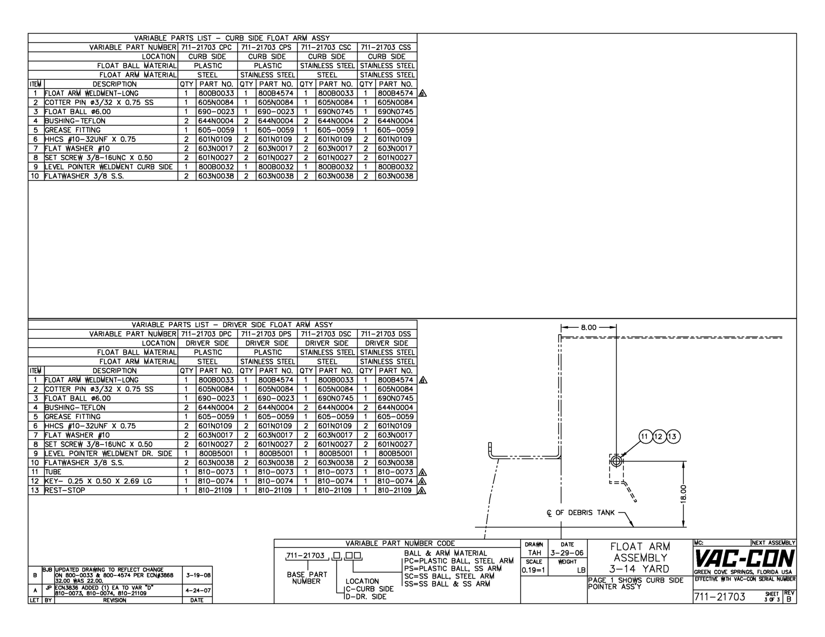 CURB SIDE FLOAT ARM ASSY