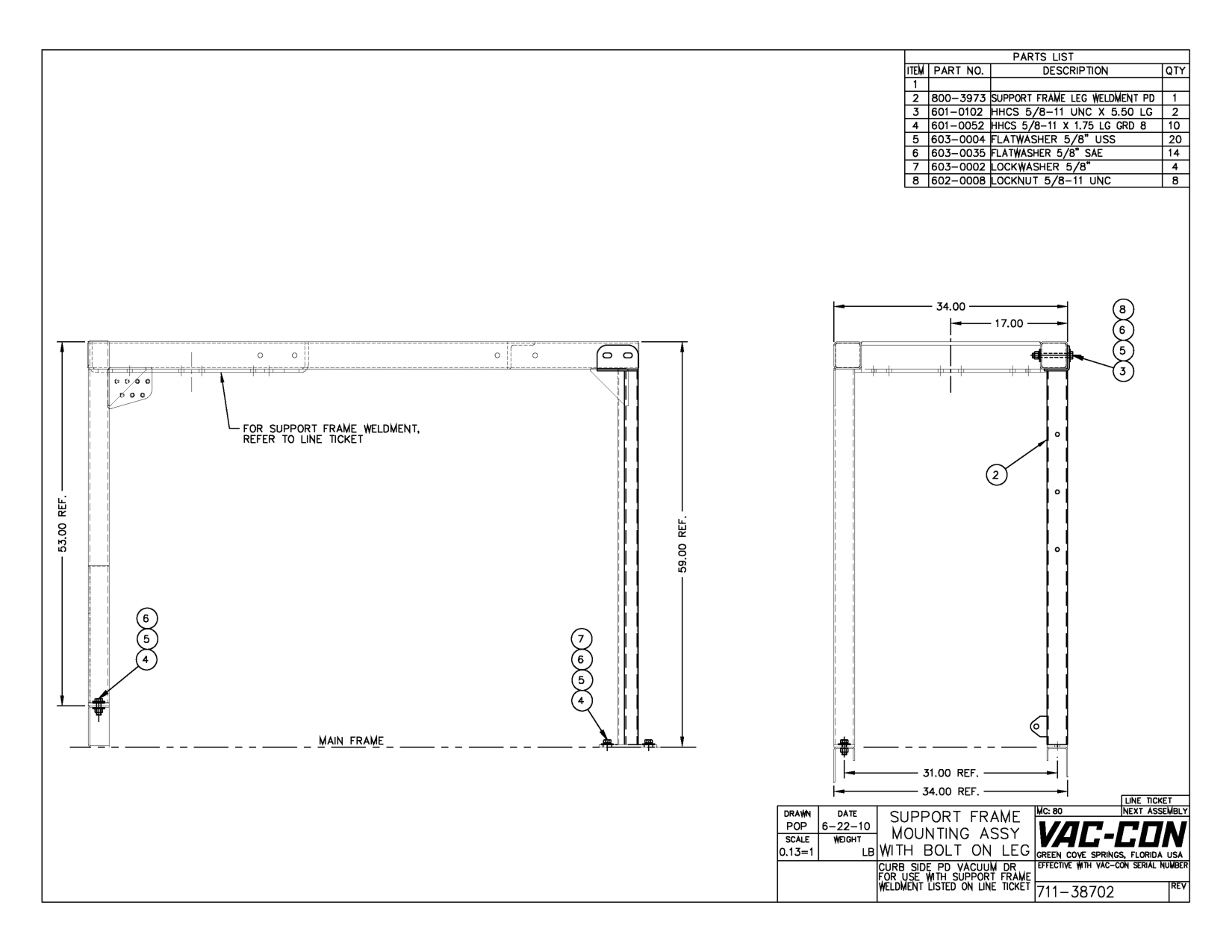 For Support Frame Weldment,