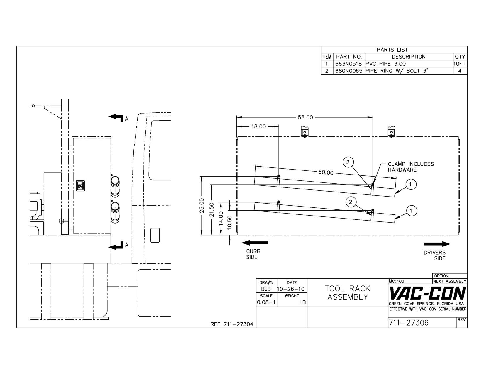 680N0065 Pipe Ring W/ Bolt 3"