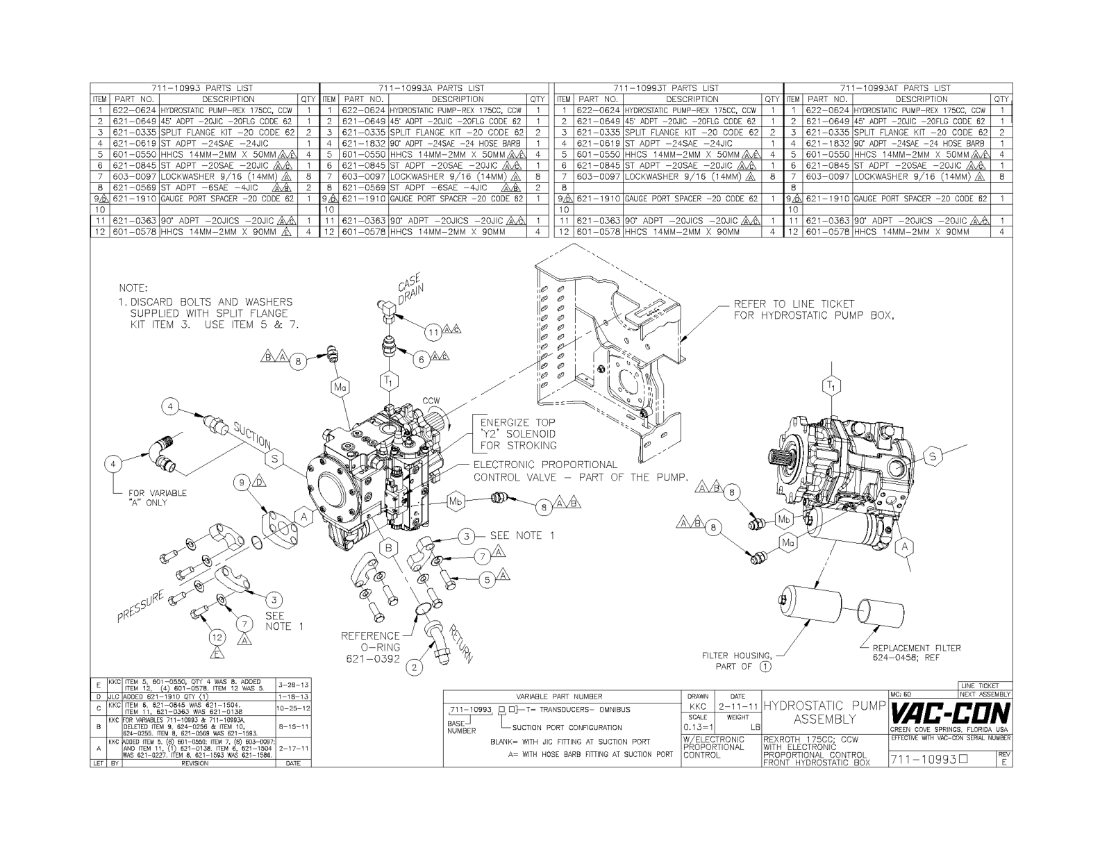 Pump Hydrostatic 175Cc Ccw W/D (711-10993T)