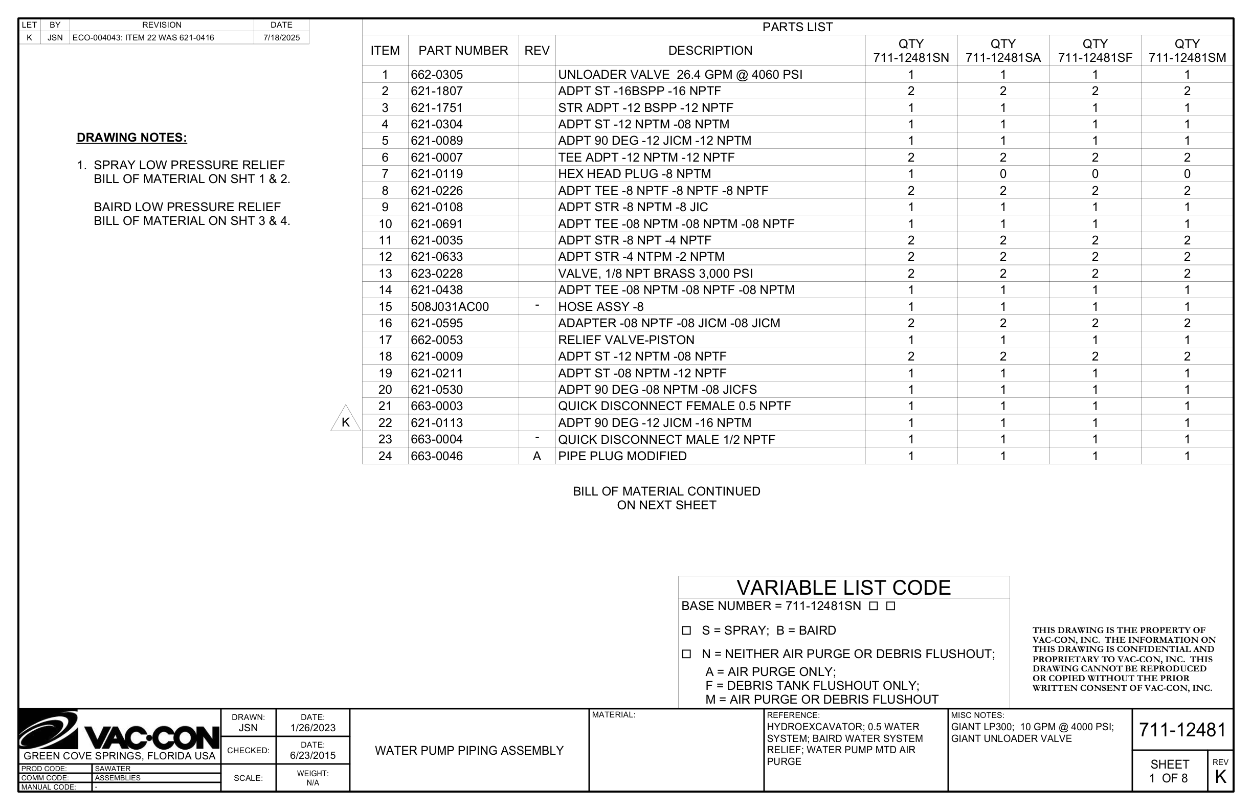 Unloader Valve 26.4 Gpm @ 4060