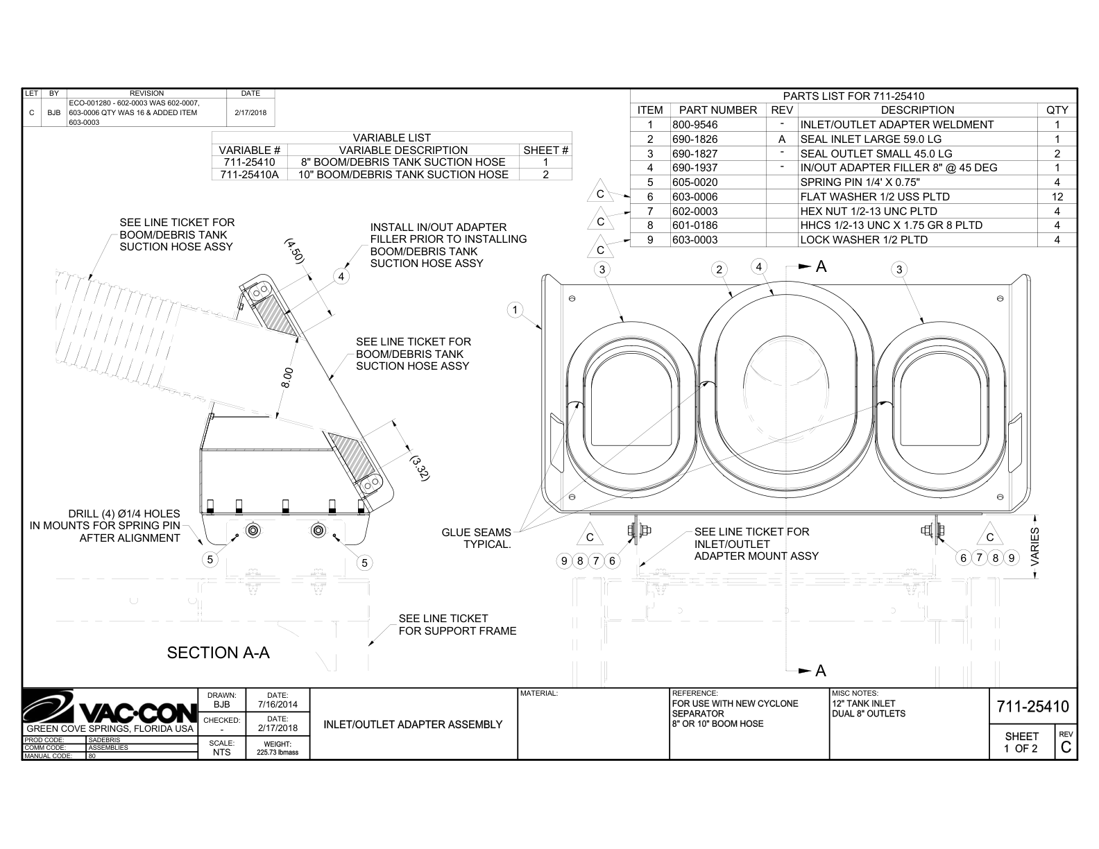 8" Inlet/Outlet Adapter Assy